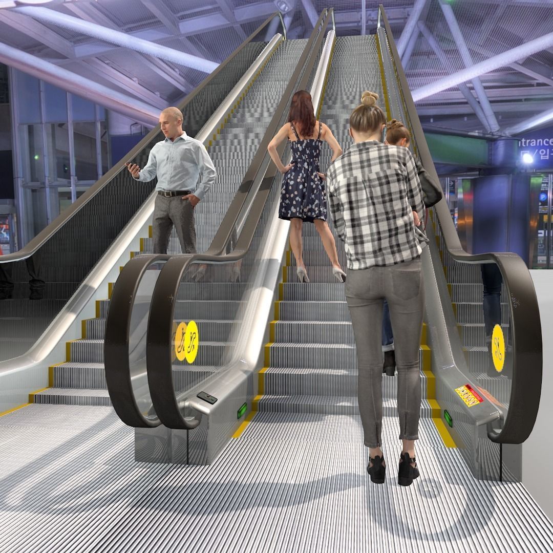 Escada Rolante sobe e desce 3D model_12