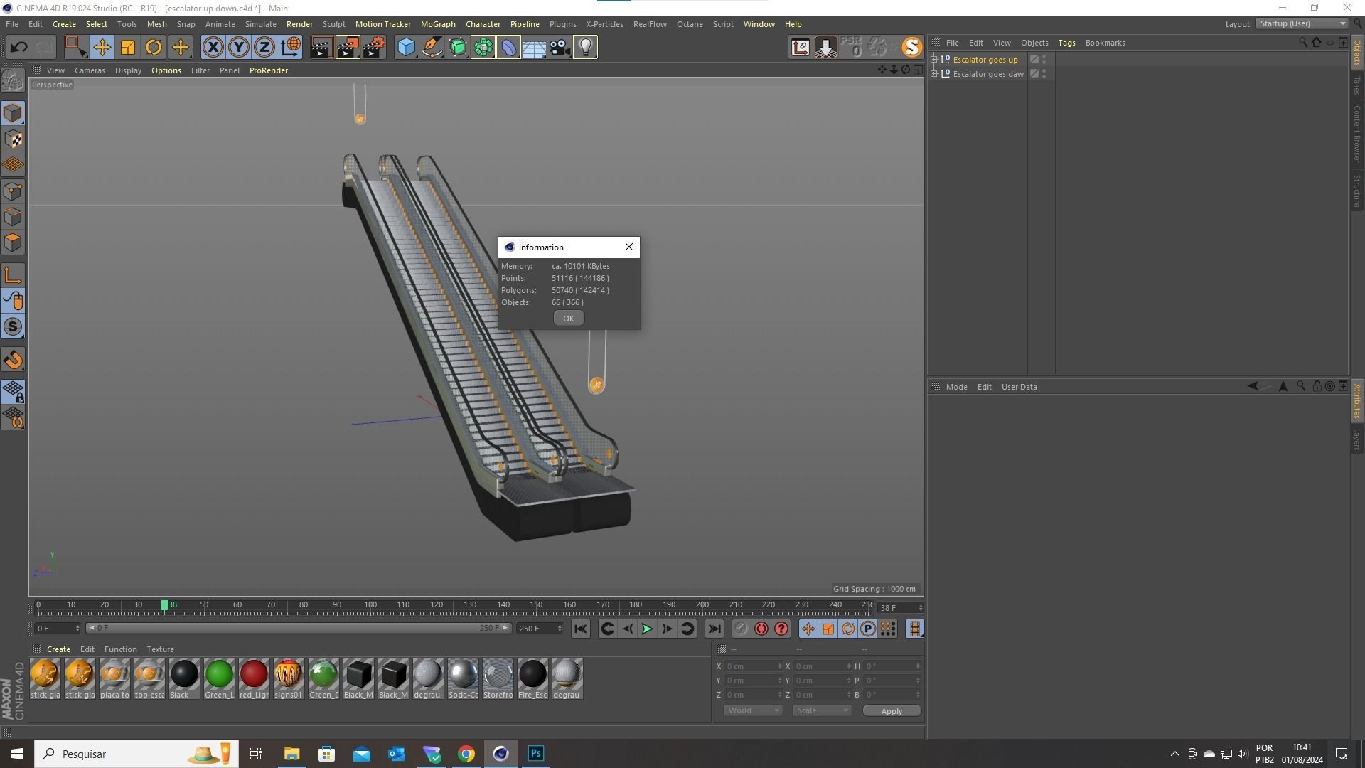Escada Rolante sobe e desce 3D model_13