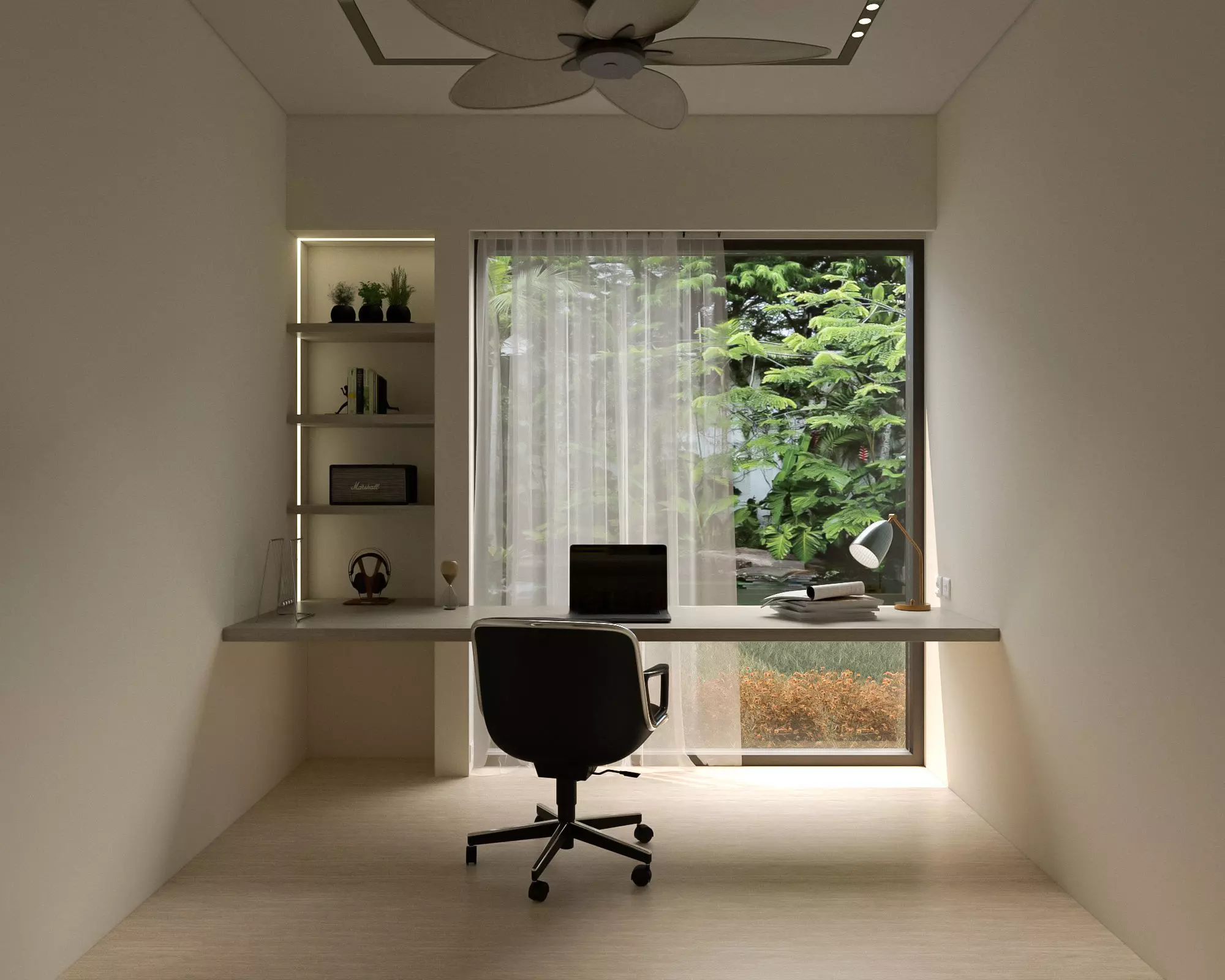 Home Office Scandinavian with Nature Tone Low-poly 3D model