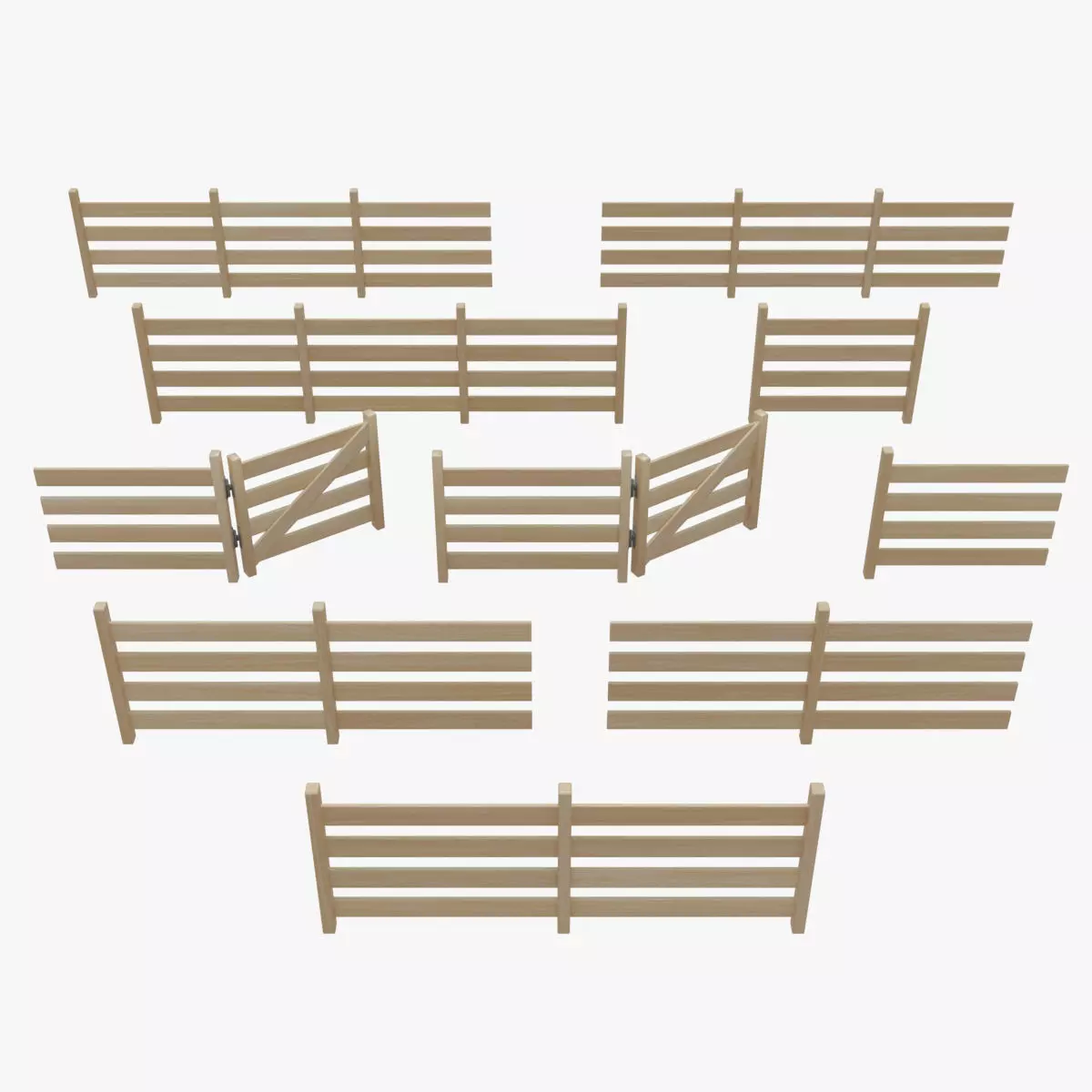 Stylized Fence Collection Low-poly 3D model_0