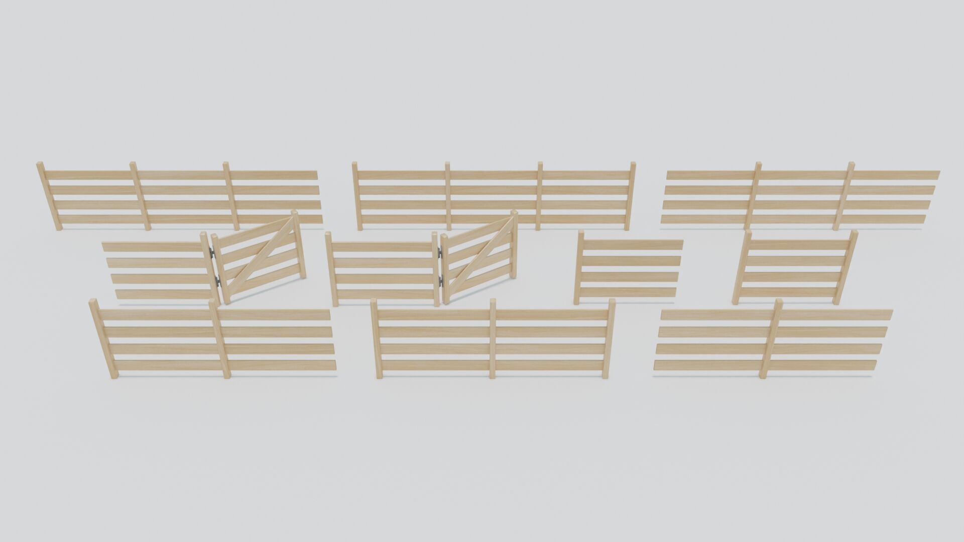 Stylized Fence Collection Low-poly 3D model_2