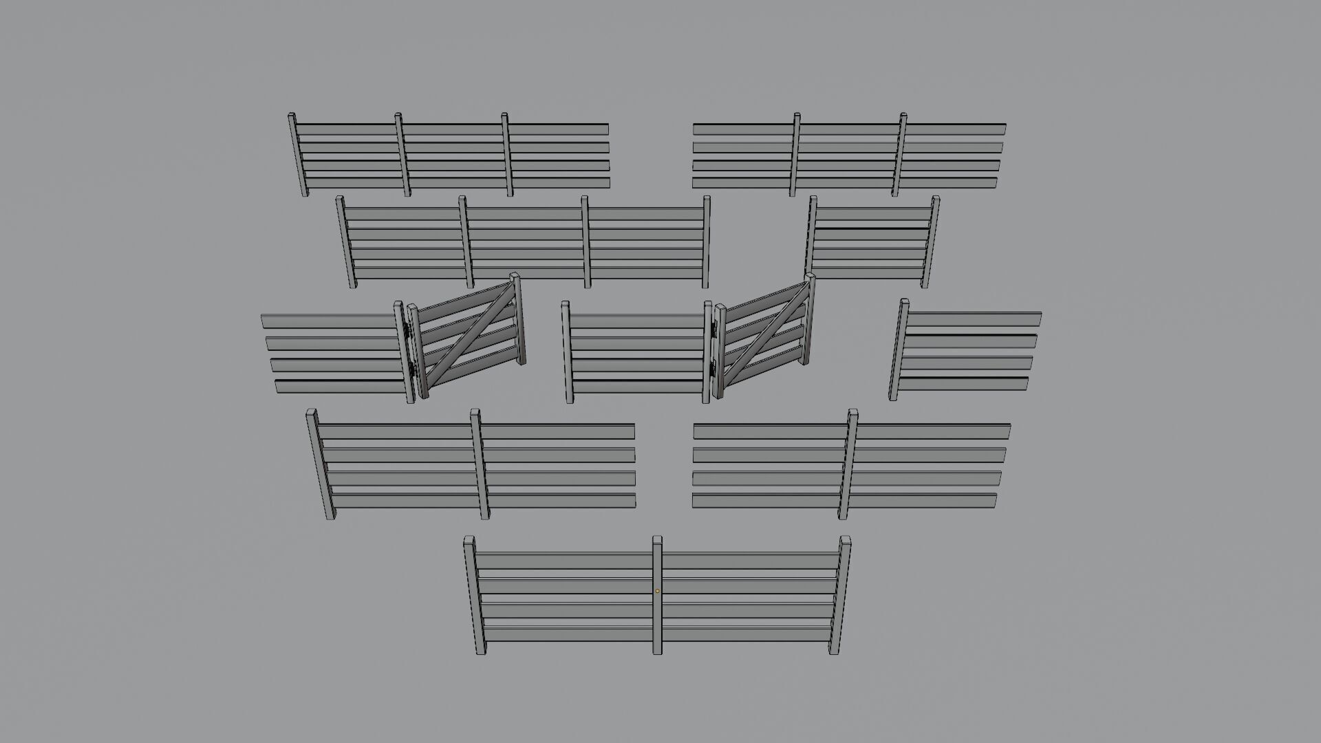Stylized Fence Collection Low-poly 3D model_3
