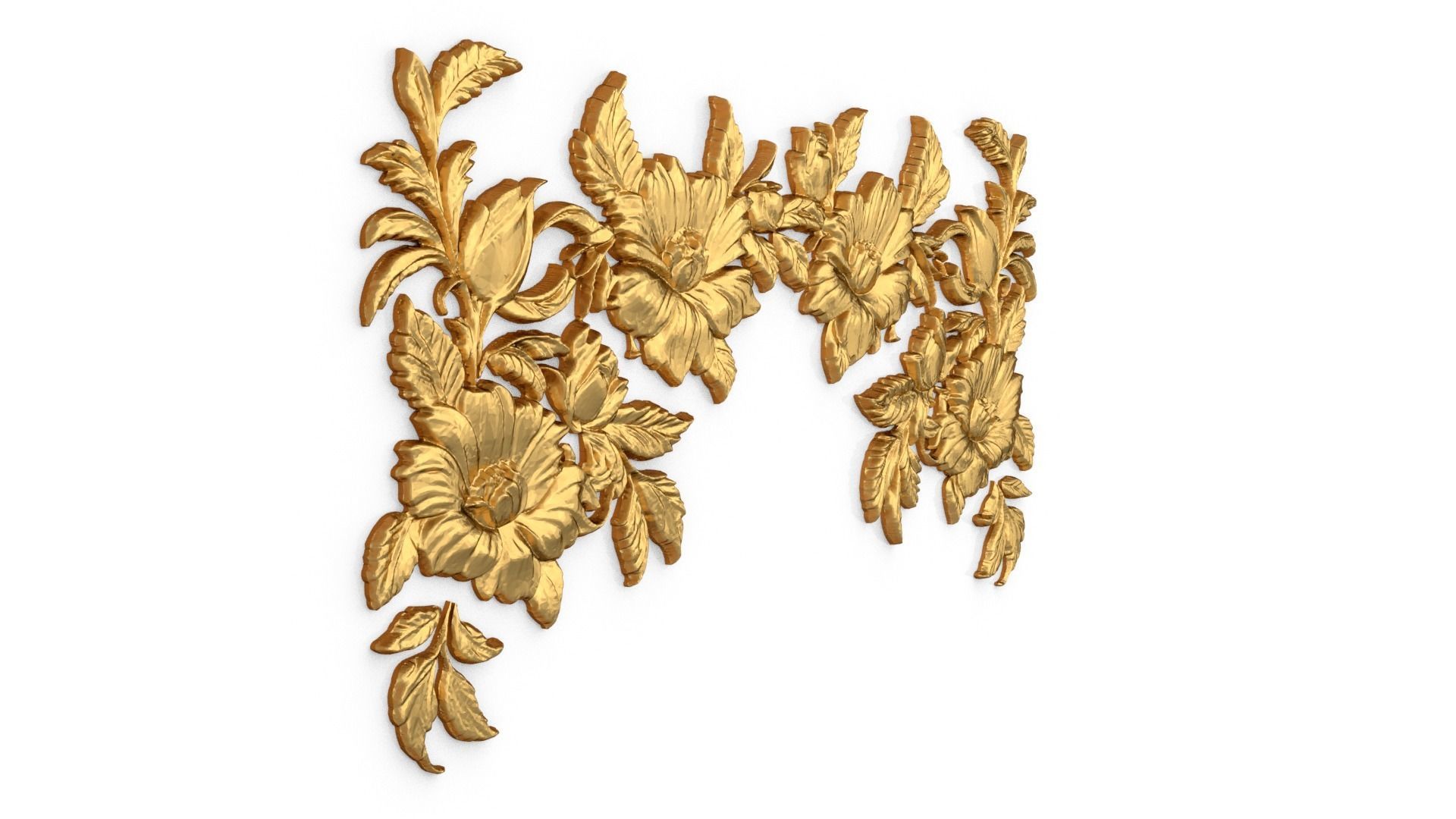 decor set wall panel flowers relief mural CNC 09 3D print model_1