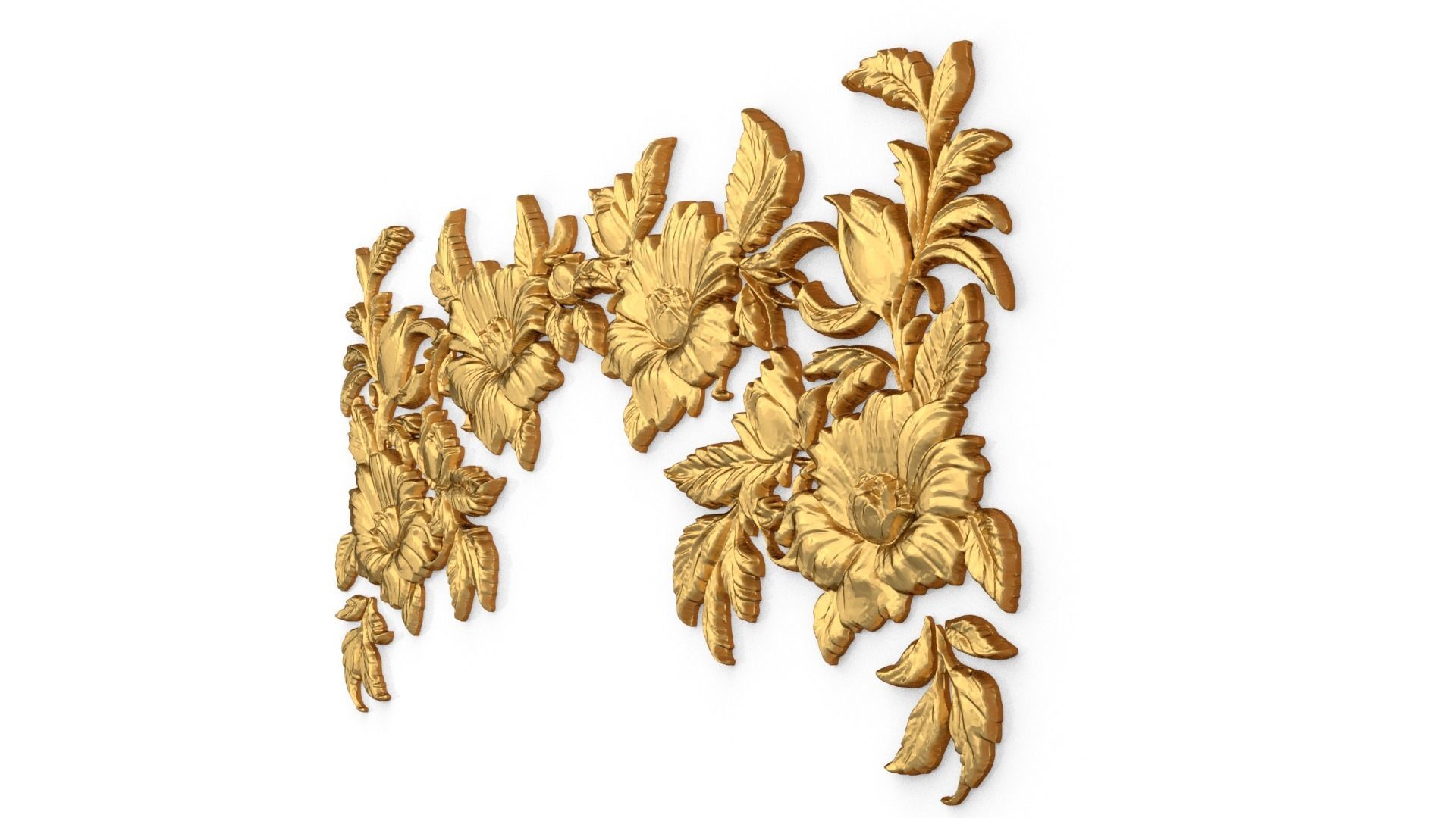 decor set wall panel flowers relief mural CNC 09 3D print model_2