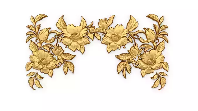 decor set wall panel flowers relief mural CNC 09