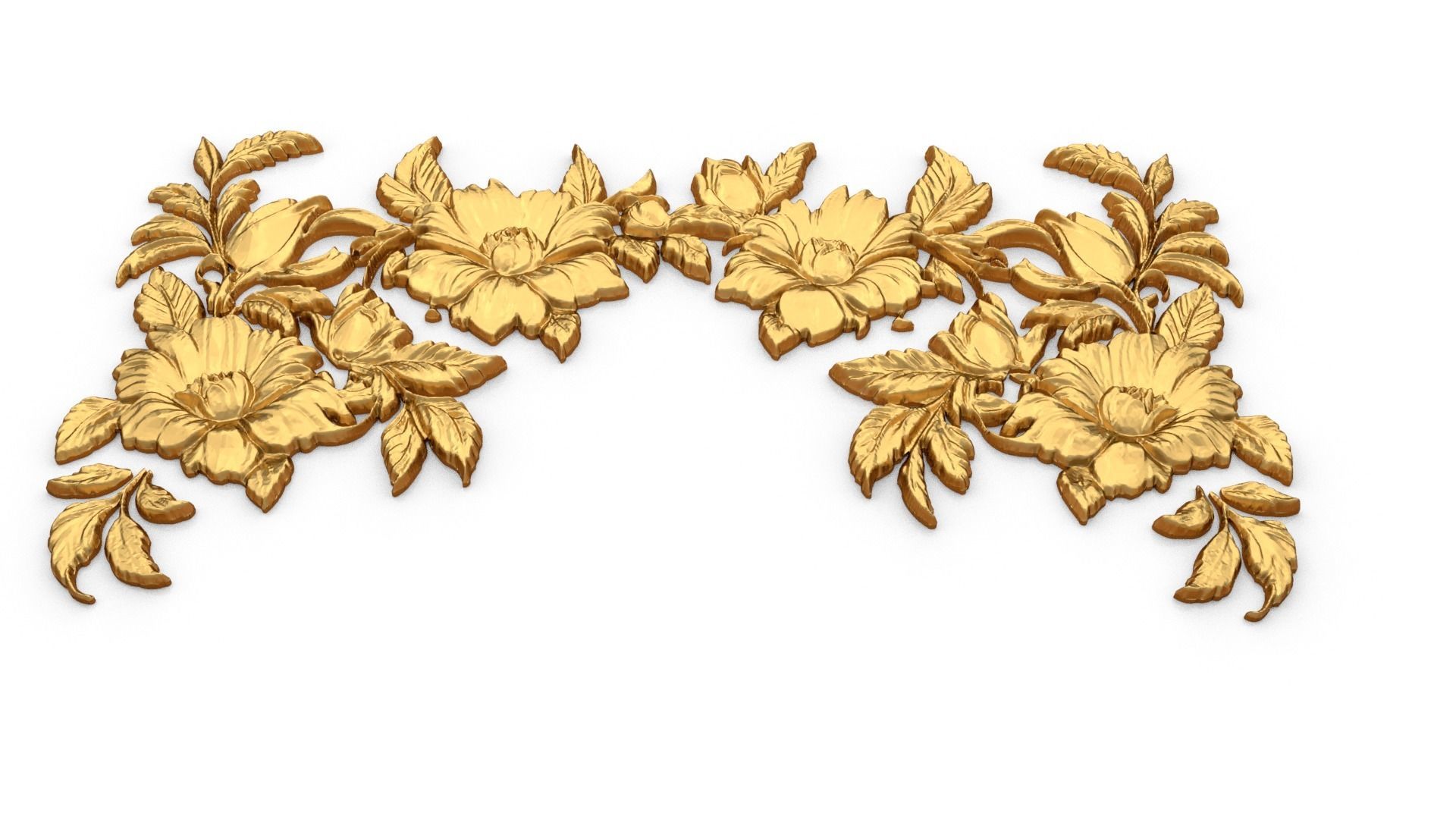 decor set wall panel flowers relief mural CNC 09 3D print model_3