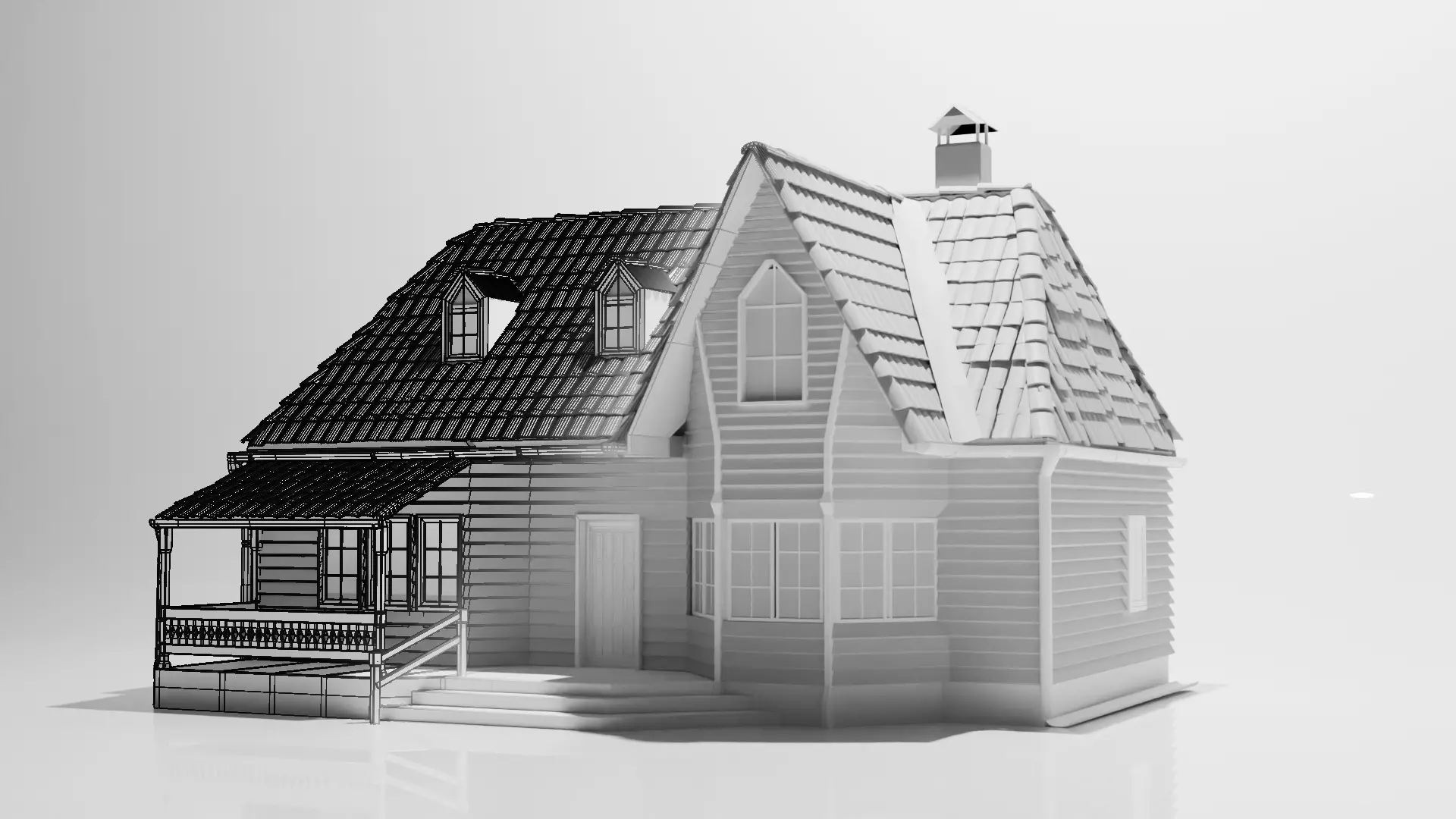 Cartoon family house 3D model