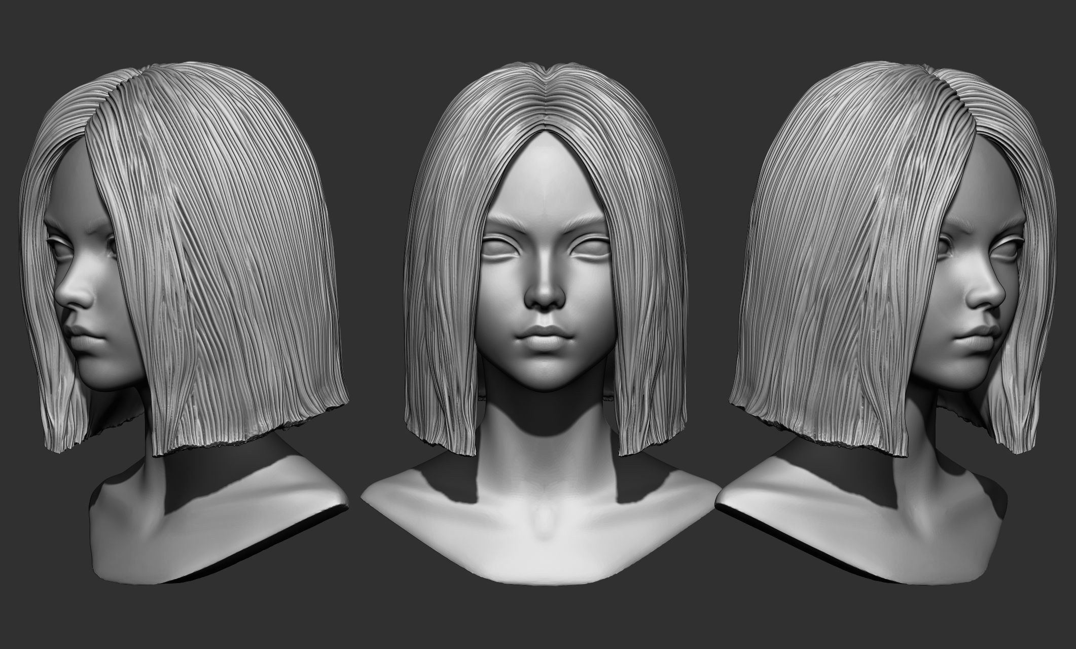 45 Female hair collection ZTL OBJ STL  3D model_46