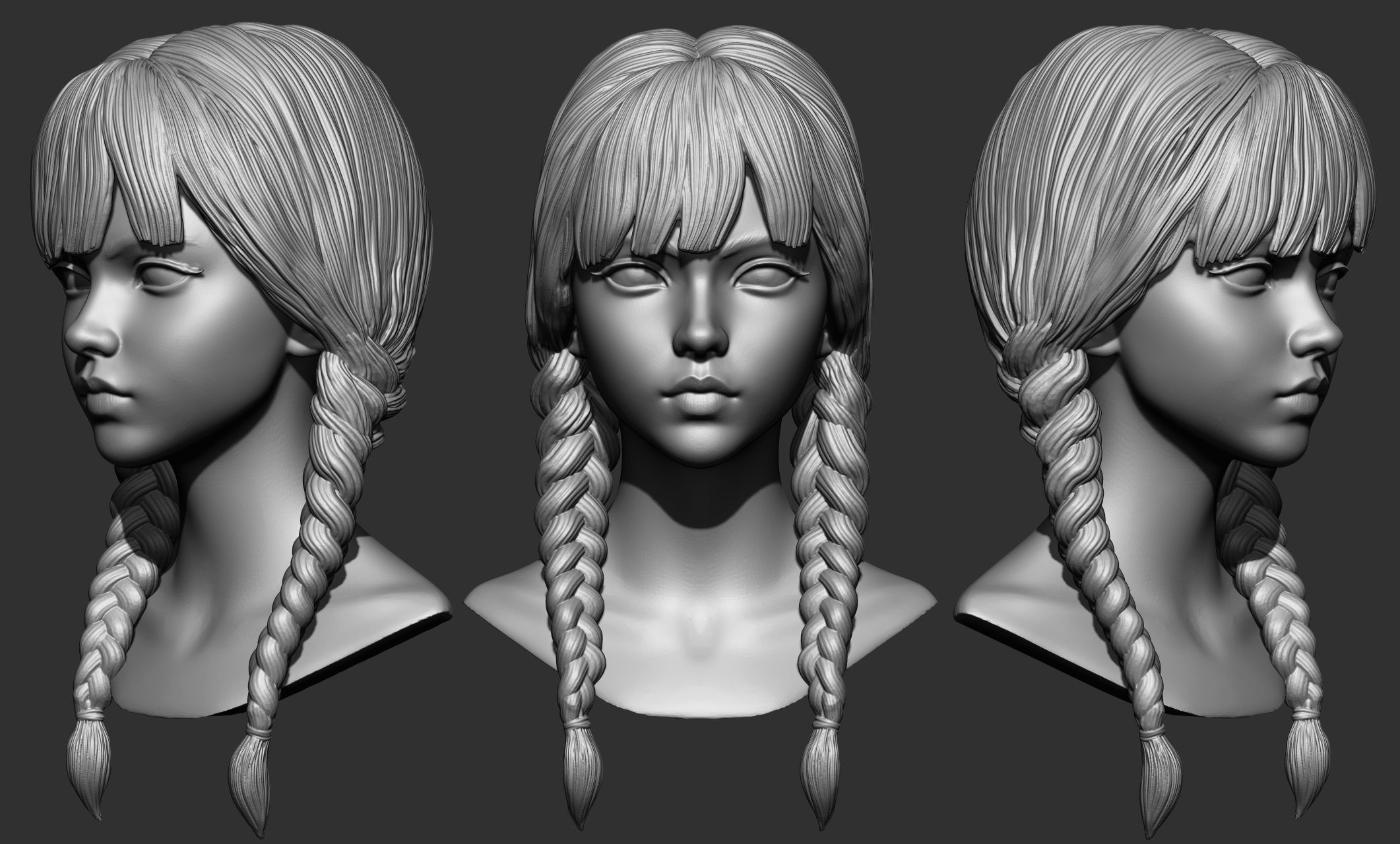 45 Female hair collection ZTL OBJ STL  3D model_5