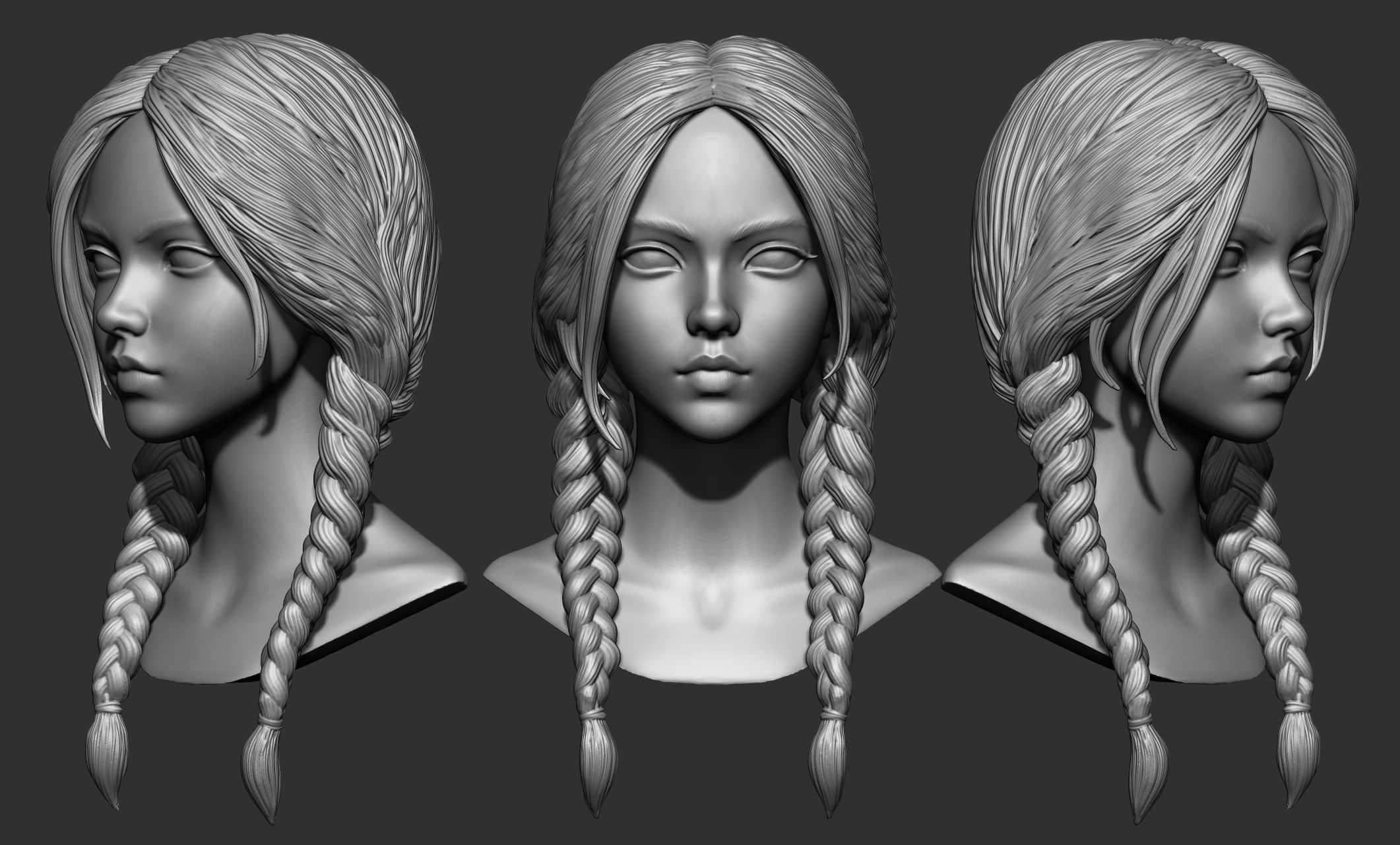 45 Female hair collection ZTL OBJ STL  3D model_25