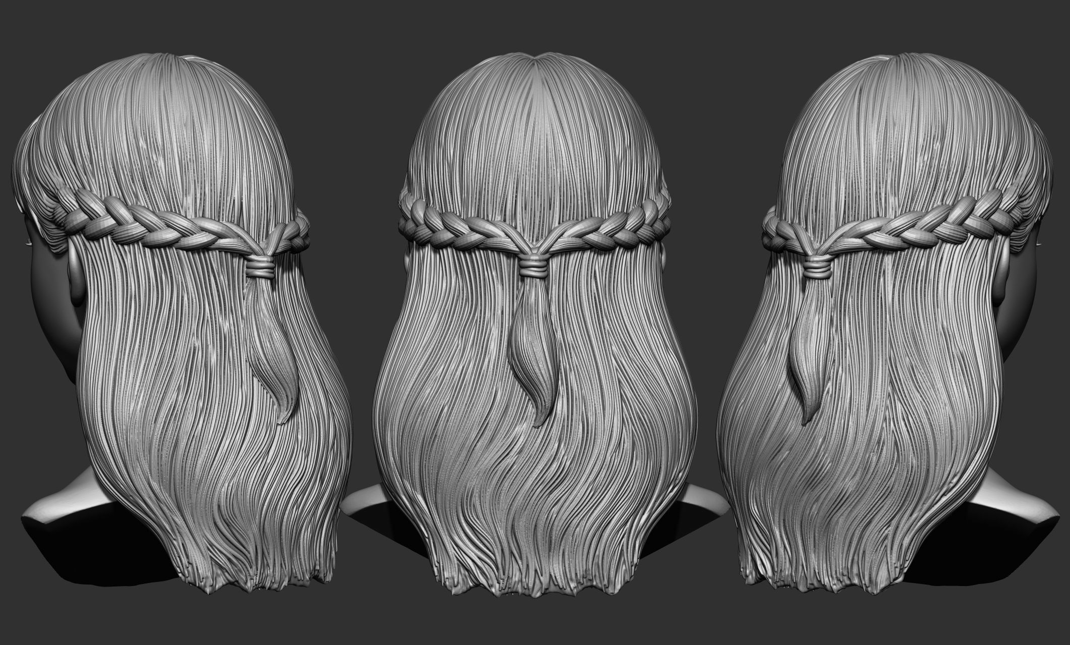 45 Female hair collection ZTL OBJ STL  3D model_9