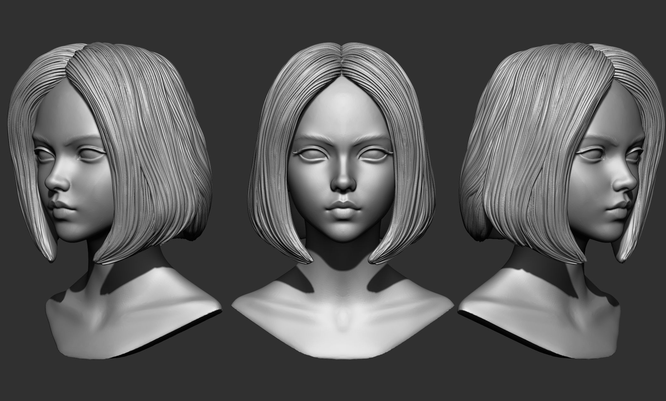 45 Female hair collection ZTL OBJ STL  3D model_45