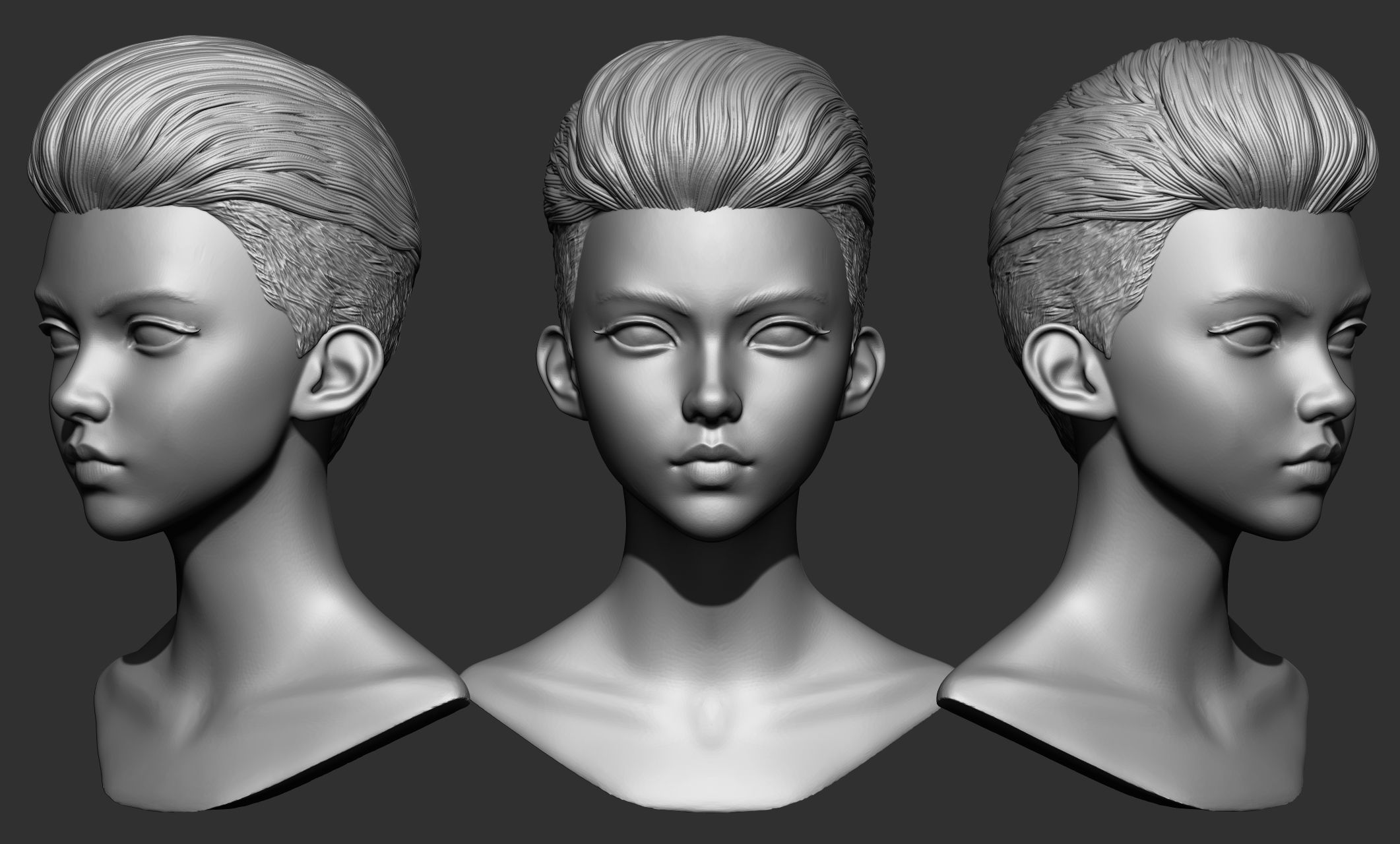 45 Female hair collection ZTL OBJ STL  3D model_21