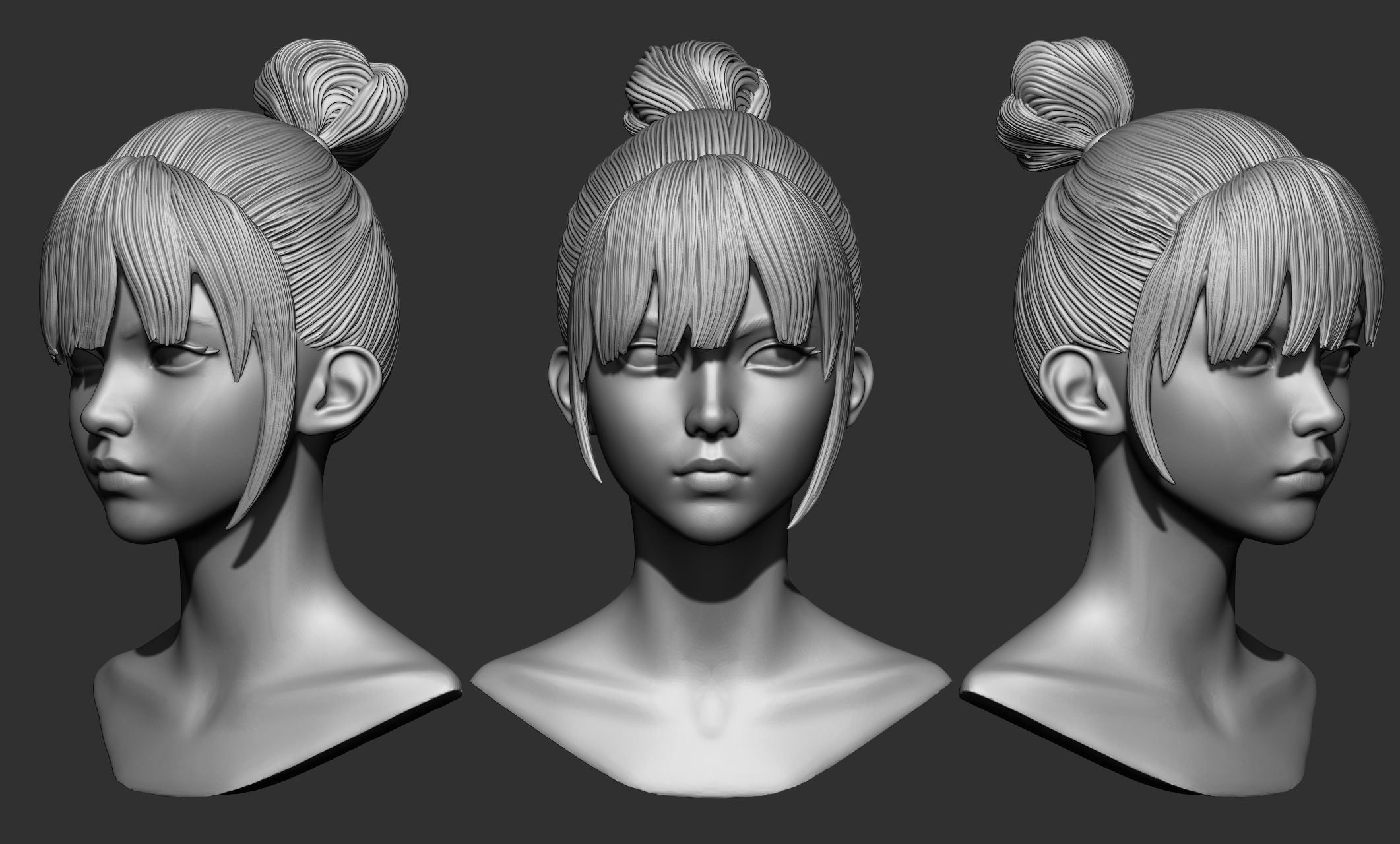 45 Female hair collection ZTL OBJ STL  3D model_43