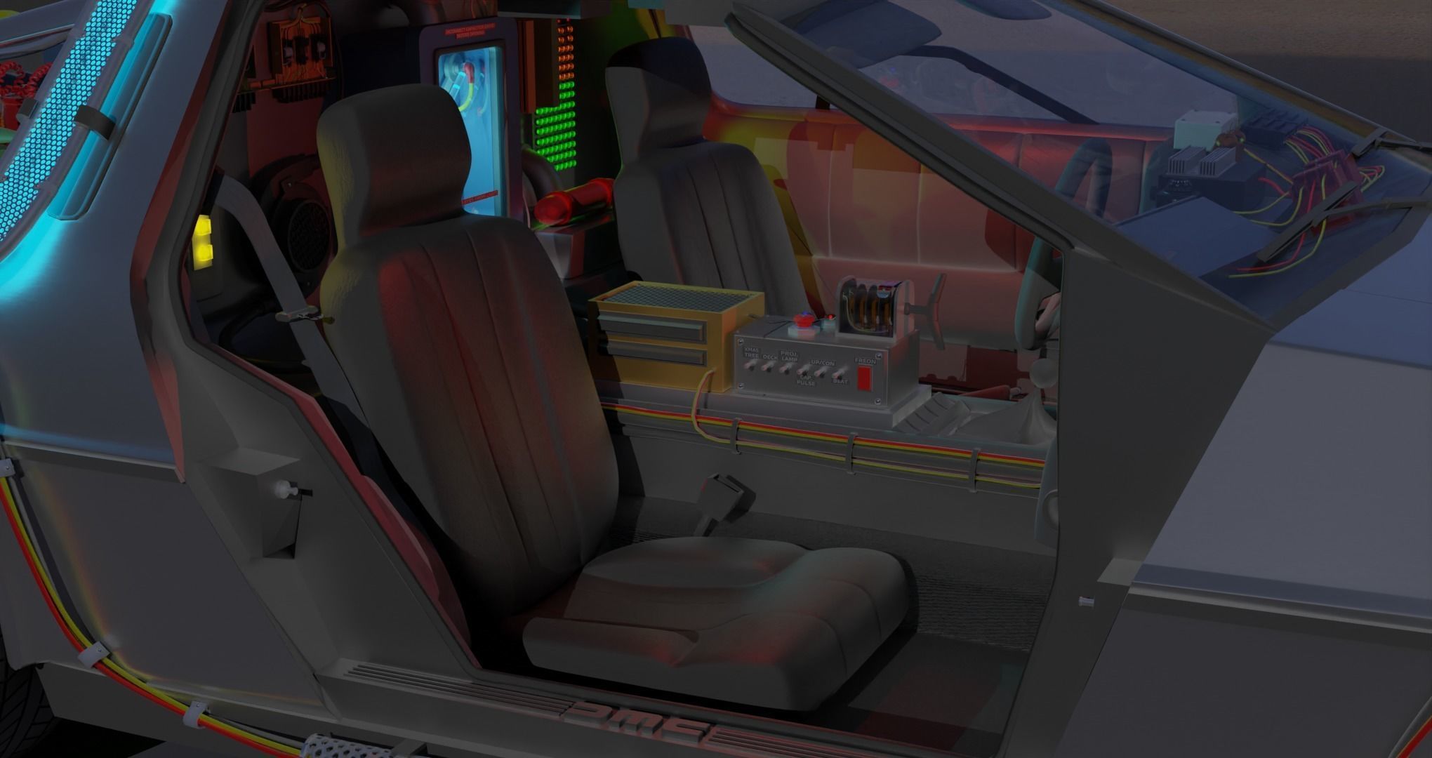 Delorean BTTF and BTTF II Rigged 3D model_21