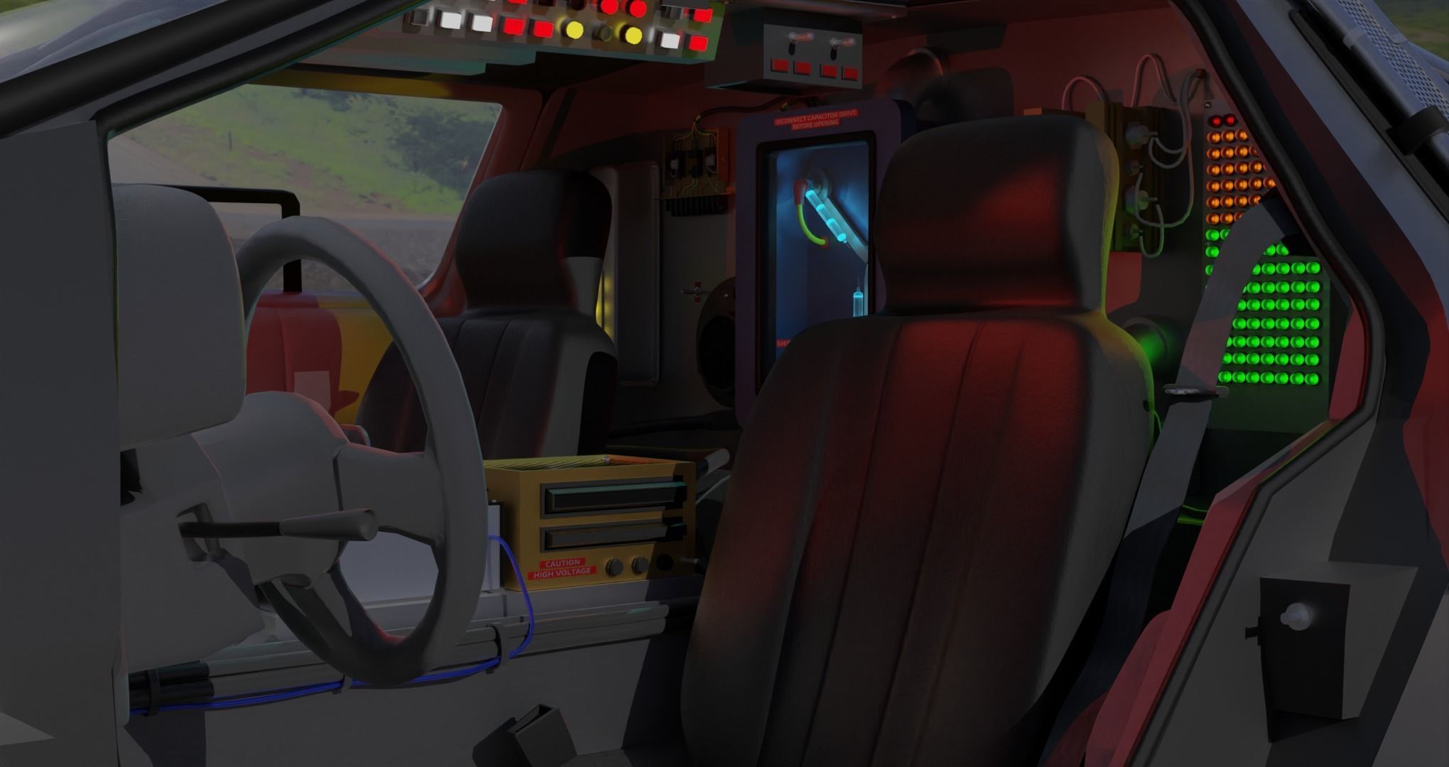 Delorean BTTF and BTTF II Rigged 3D model_10