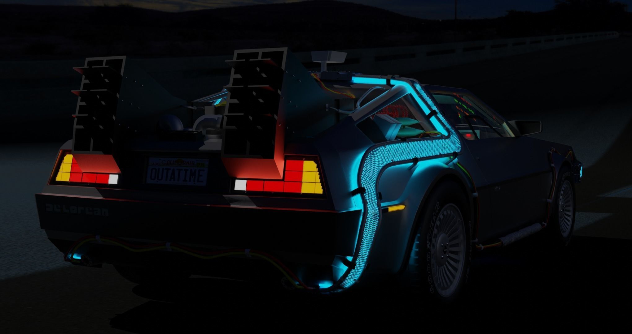 Delorean BTTF and BTTF II Rigged 3D model_14