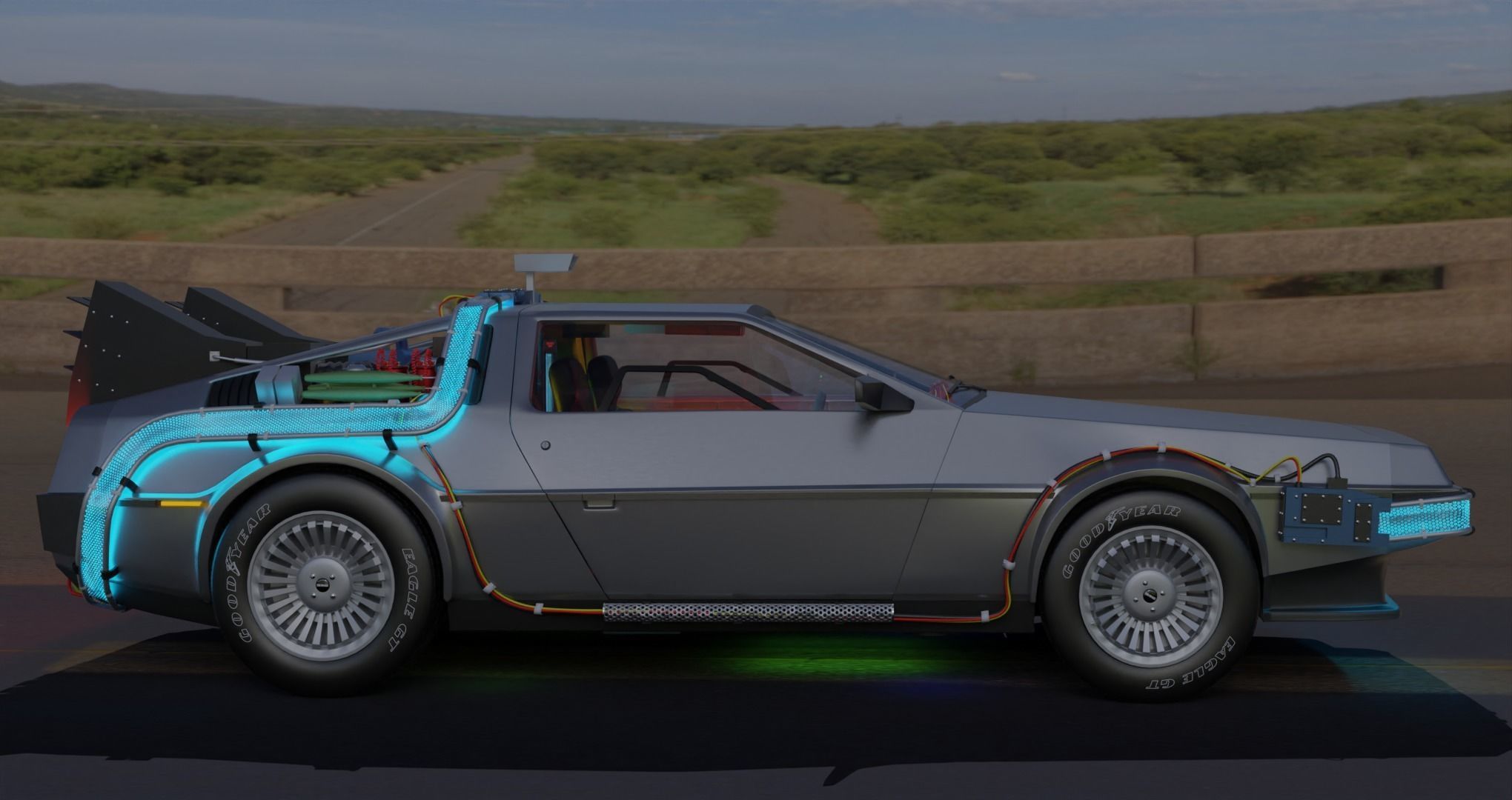 Delorean BTTF and BTTF II Rigged 3D model_13