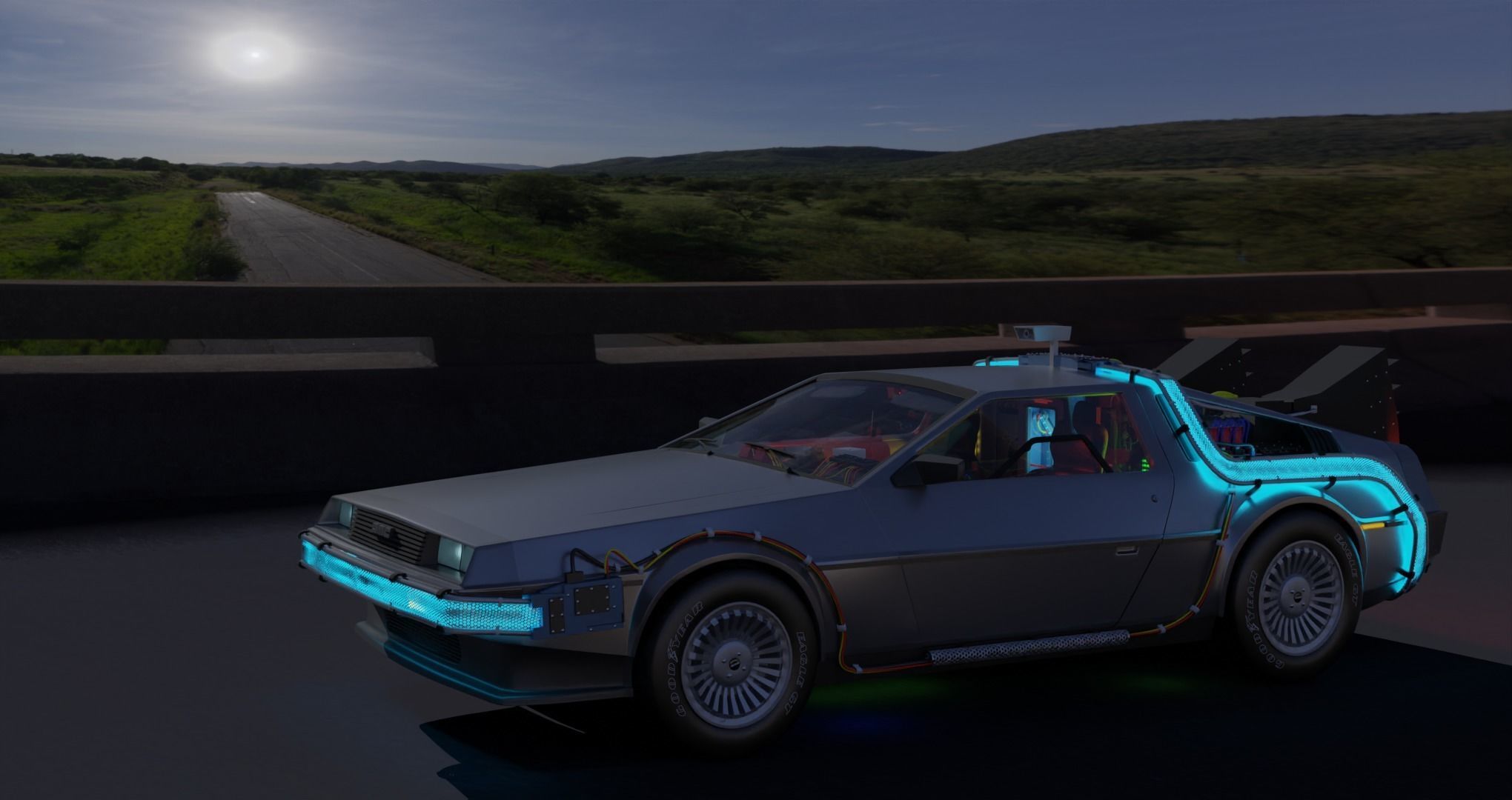 Delorean BTTF and BTTF II Rigged 3D model_17