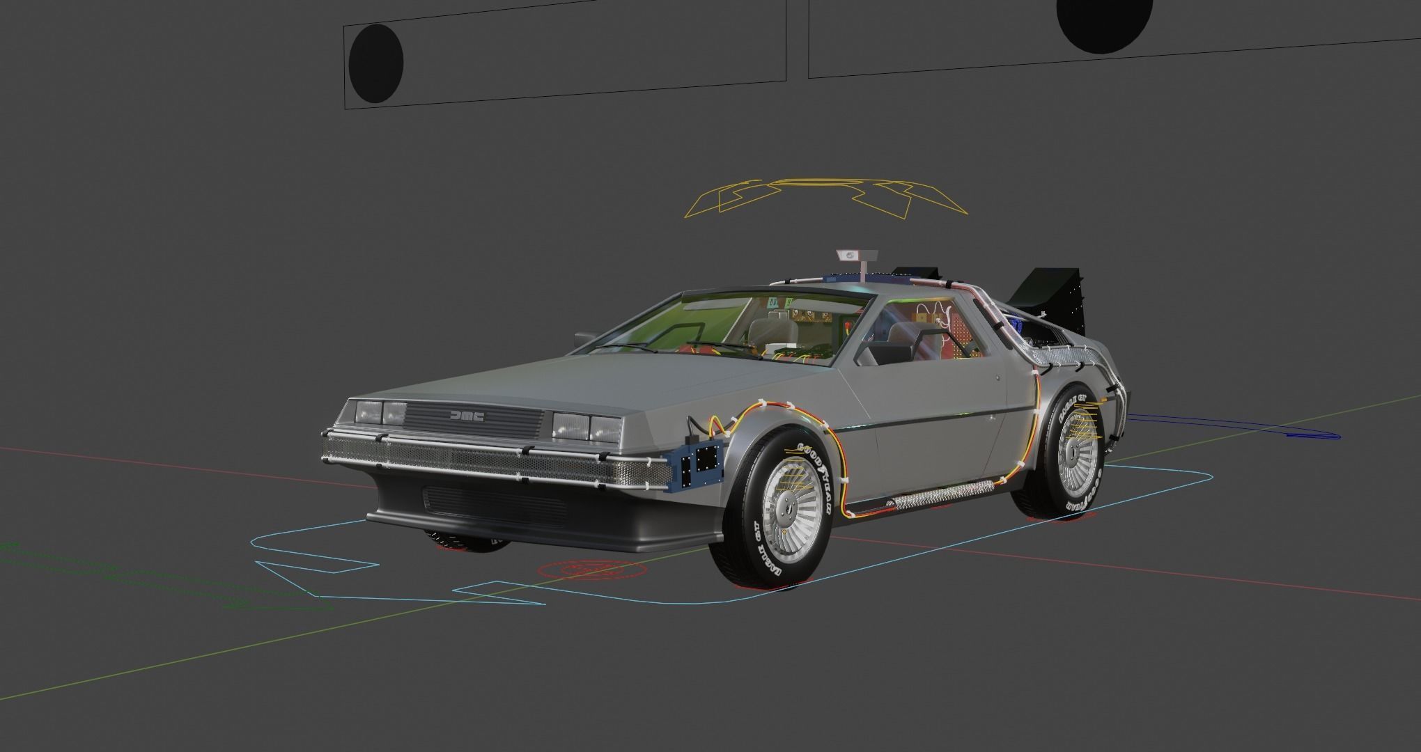 Delorean BTTF and BTTF II Rigged 3D model_30