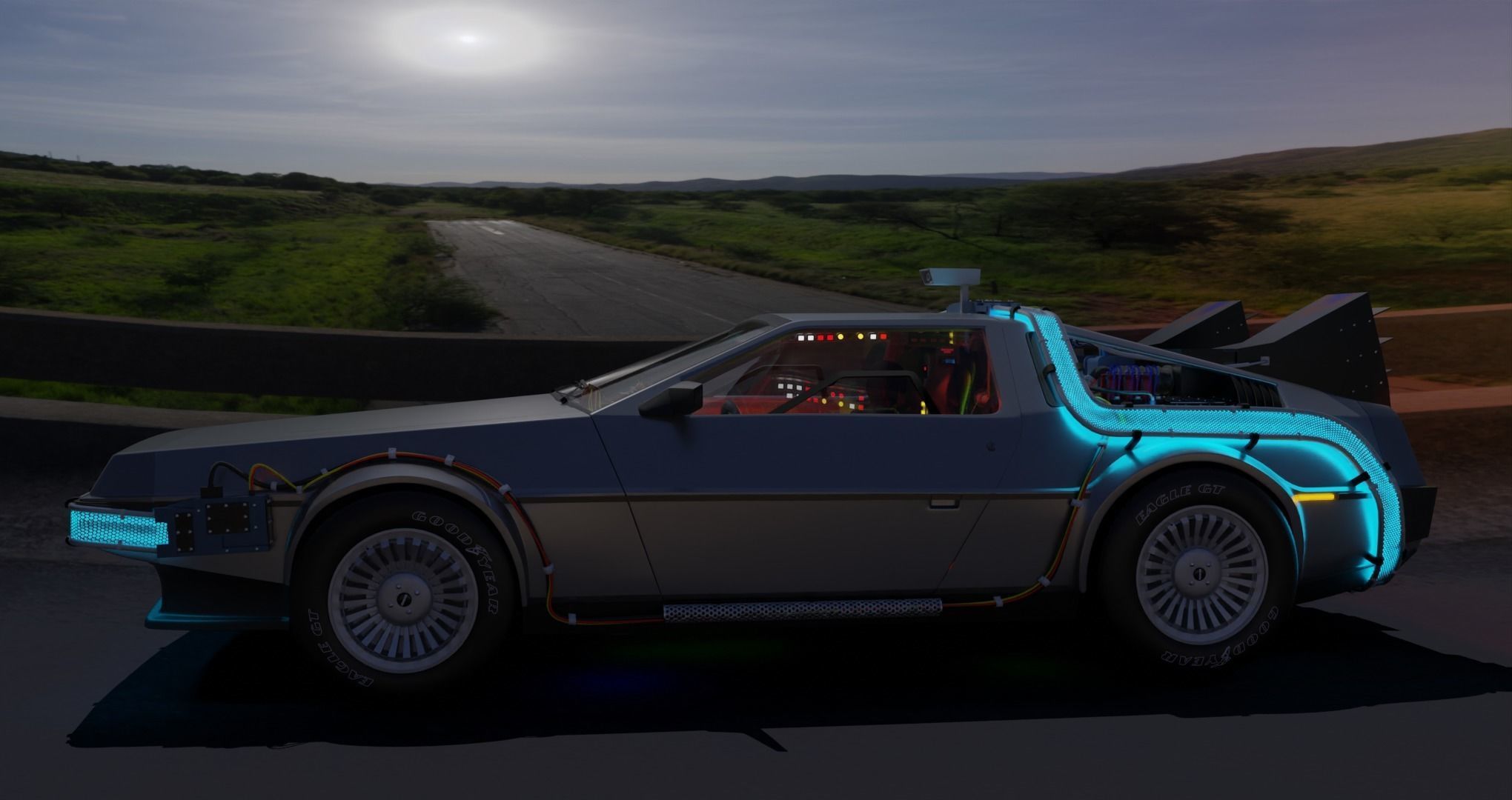 Delorean BTTF and BTTF II Rigged 3D model_2