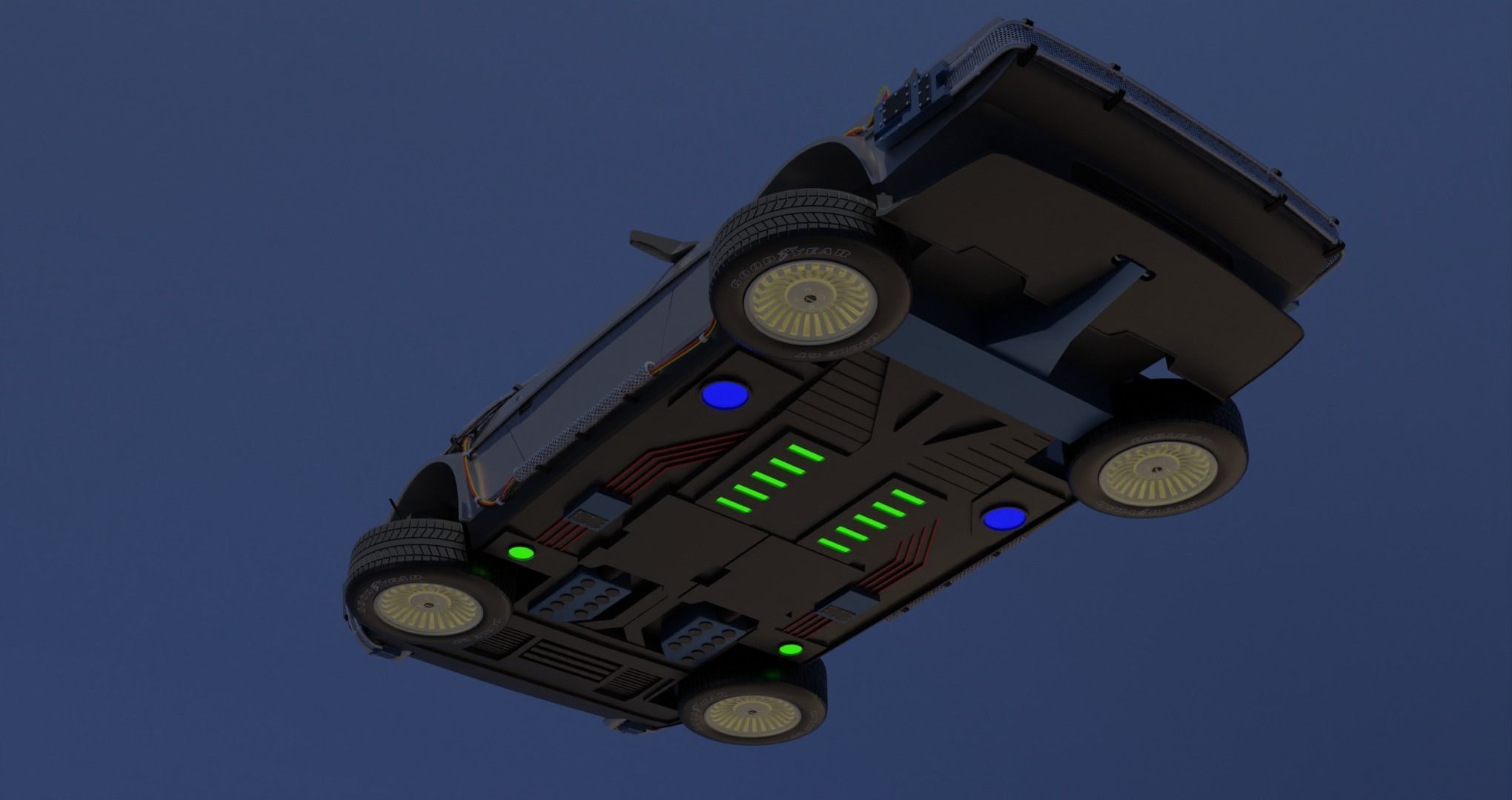 Delorean BTTF and BTTF II Rigged 3D model_3