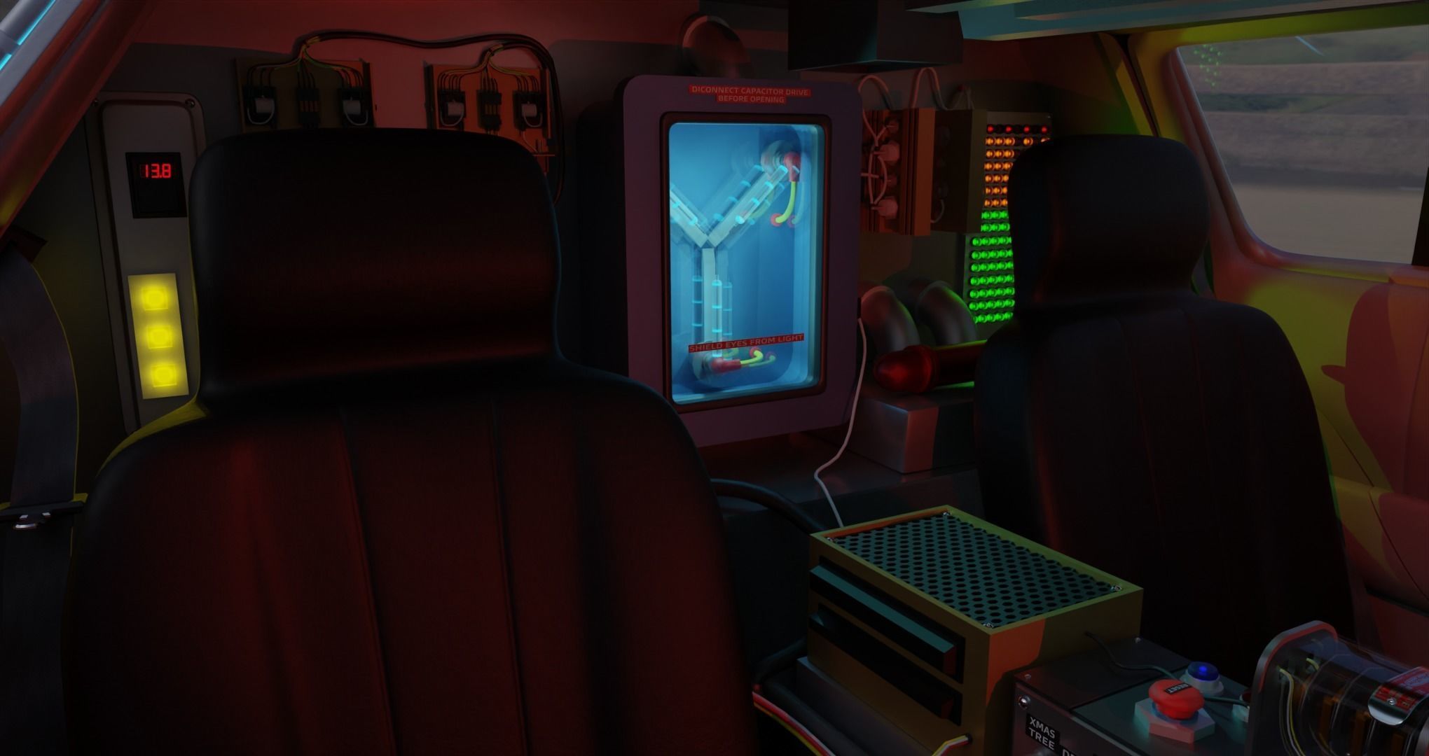 Delorean BTTF and BTTF II Rigged 3D model_8