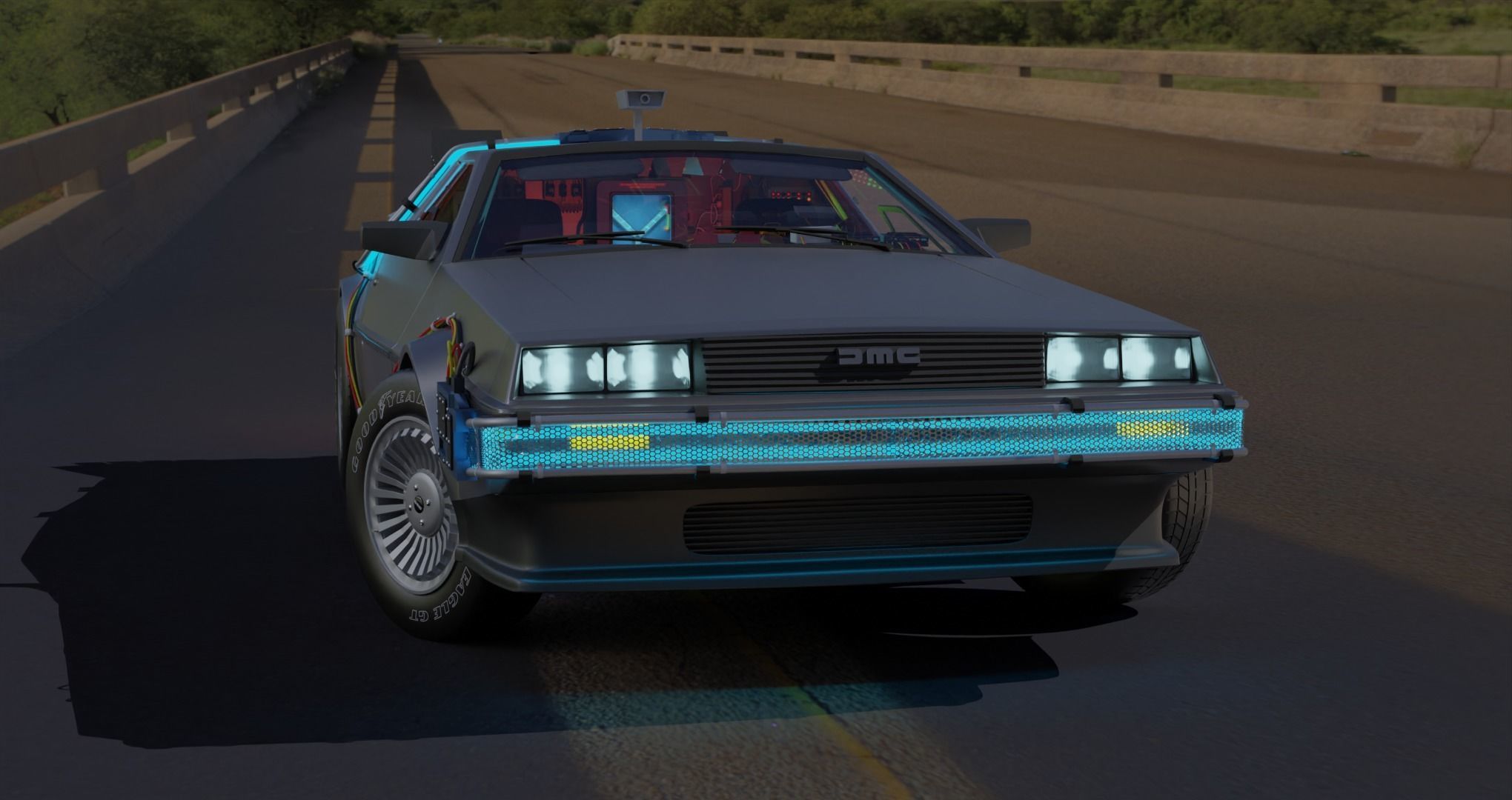 Delorean BTTF and BTTF II Rigged 3D model_12