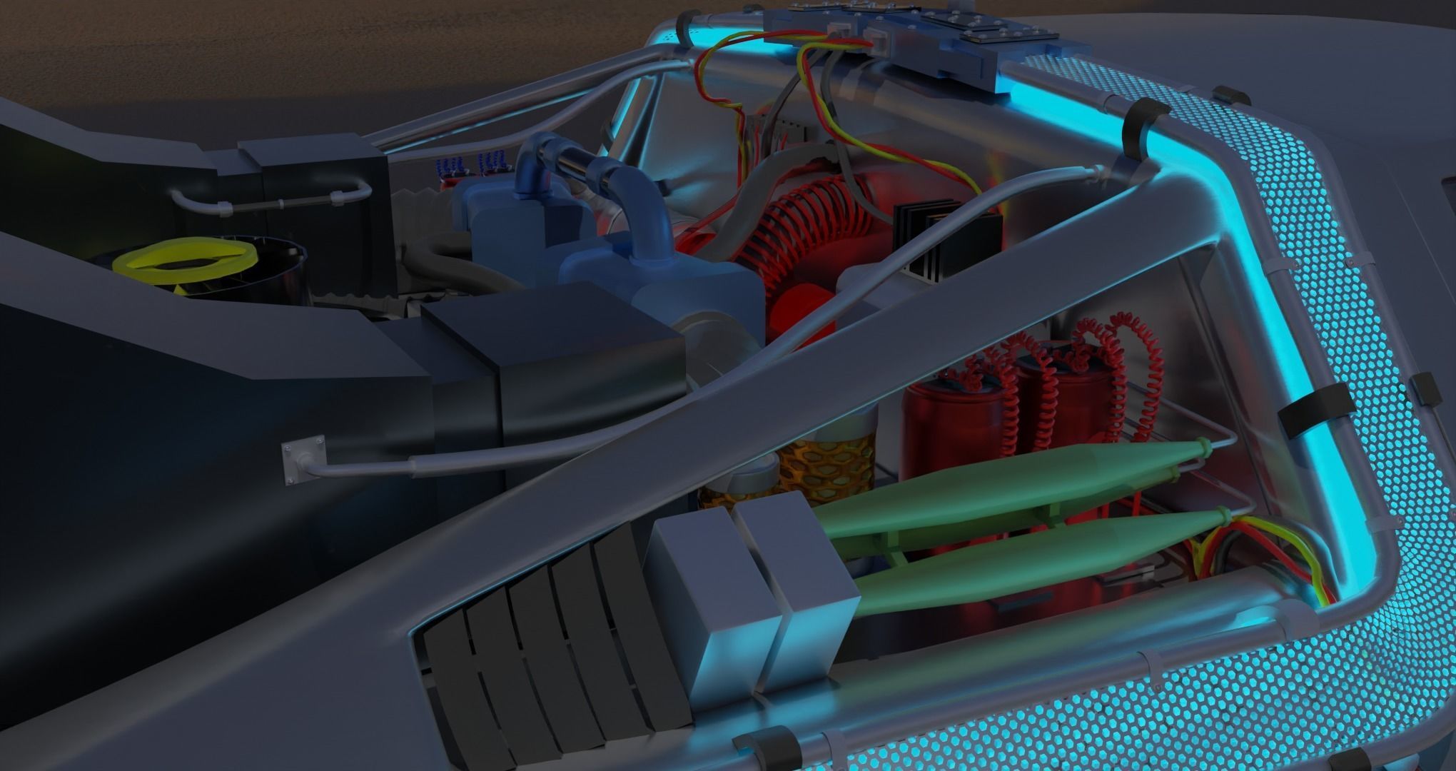 Delorean BTTF and BTTF II Rigged 3D model_27