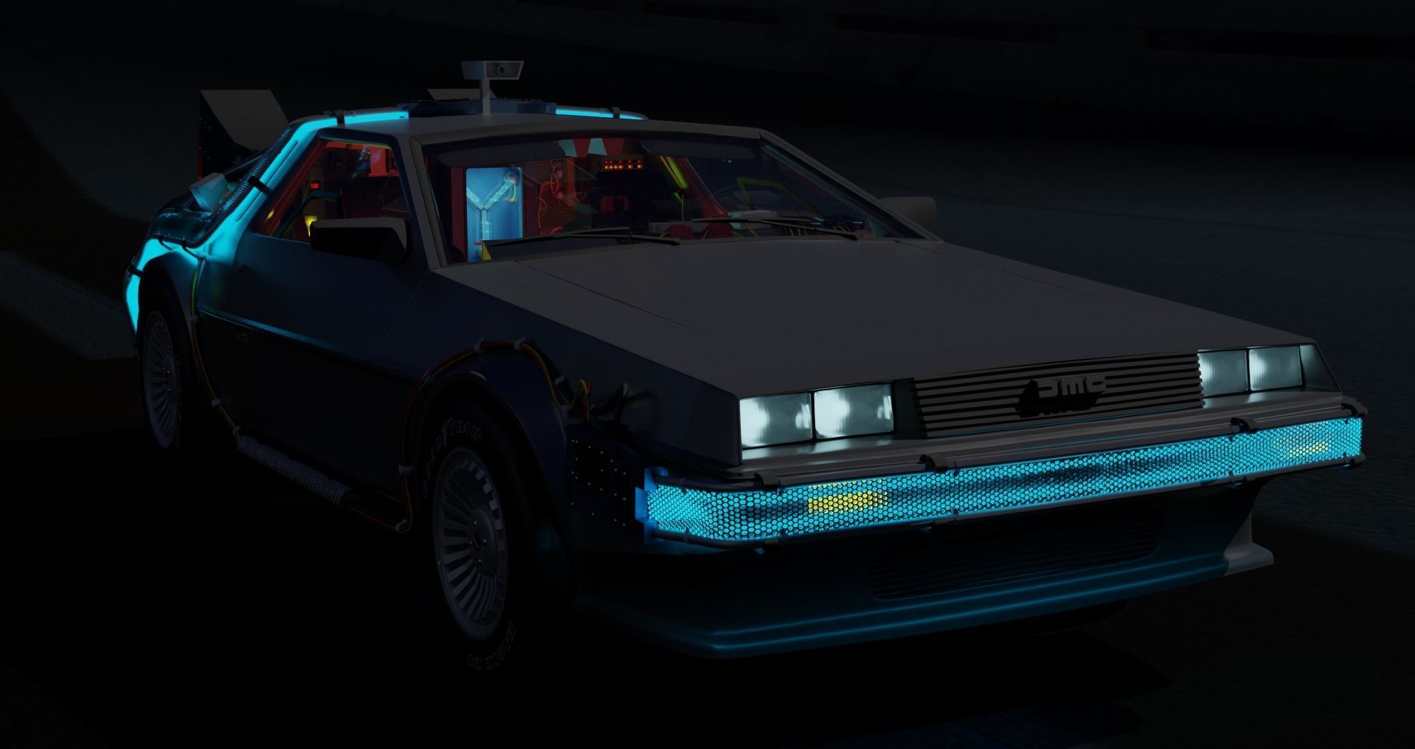 Delorean BTTF and BTTF II Rigged 3D model_15