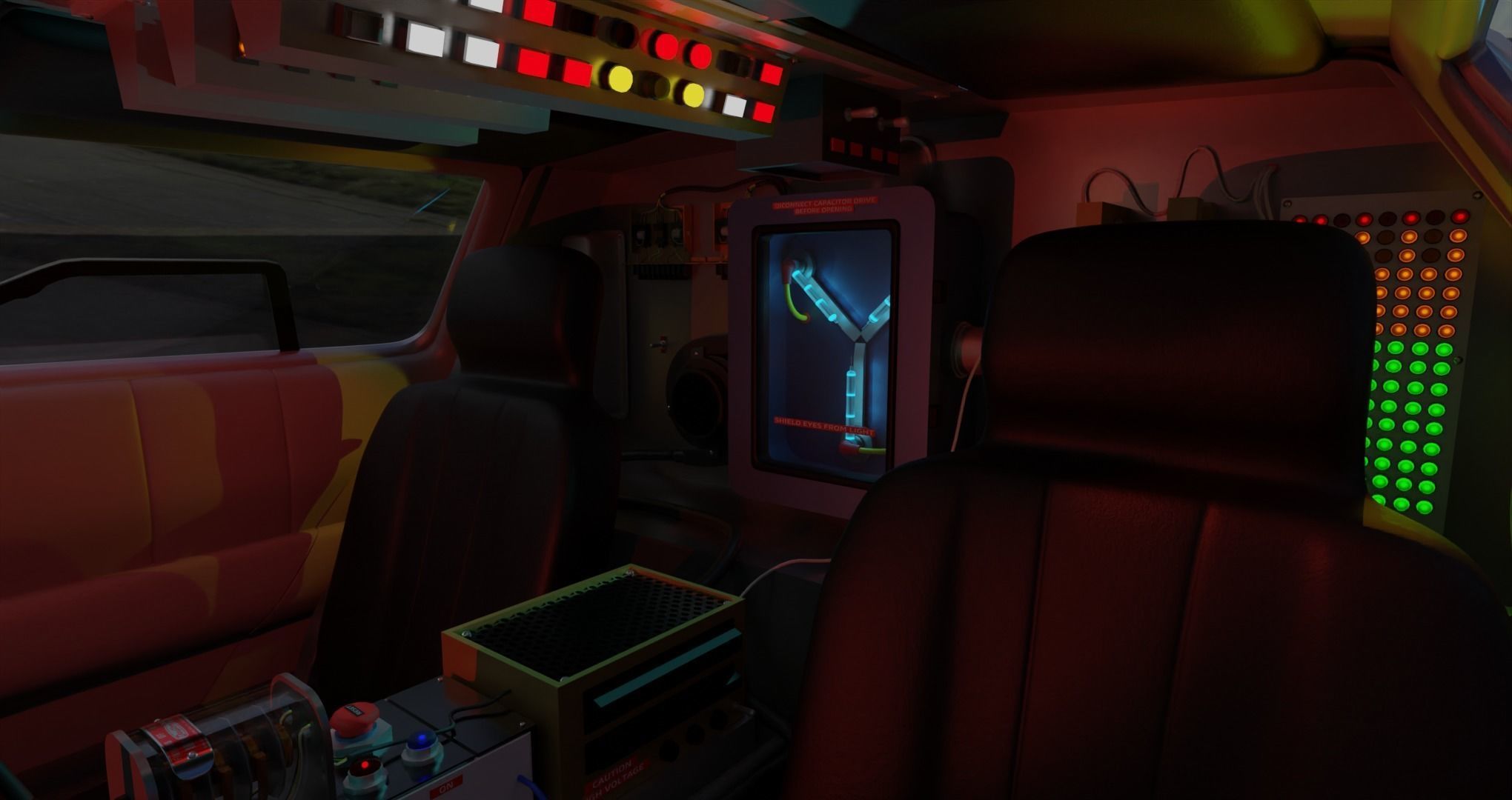 Delorean BTTF and BTTF II Rigged 3D model_4