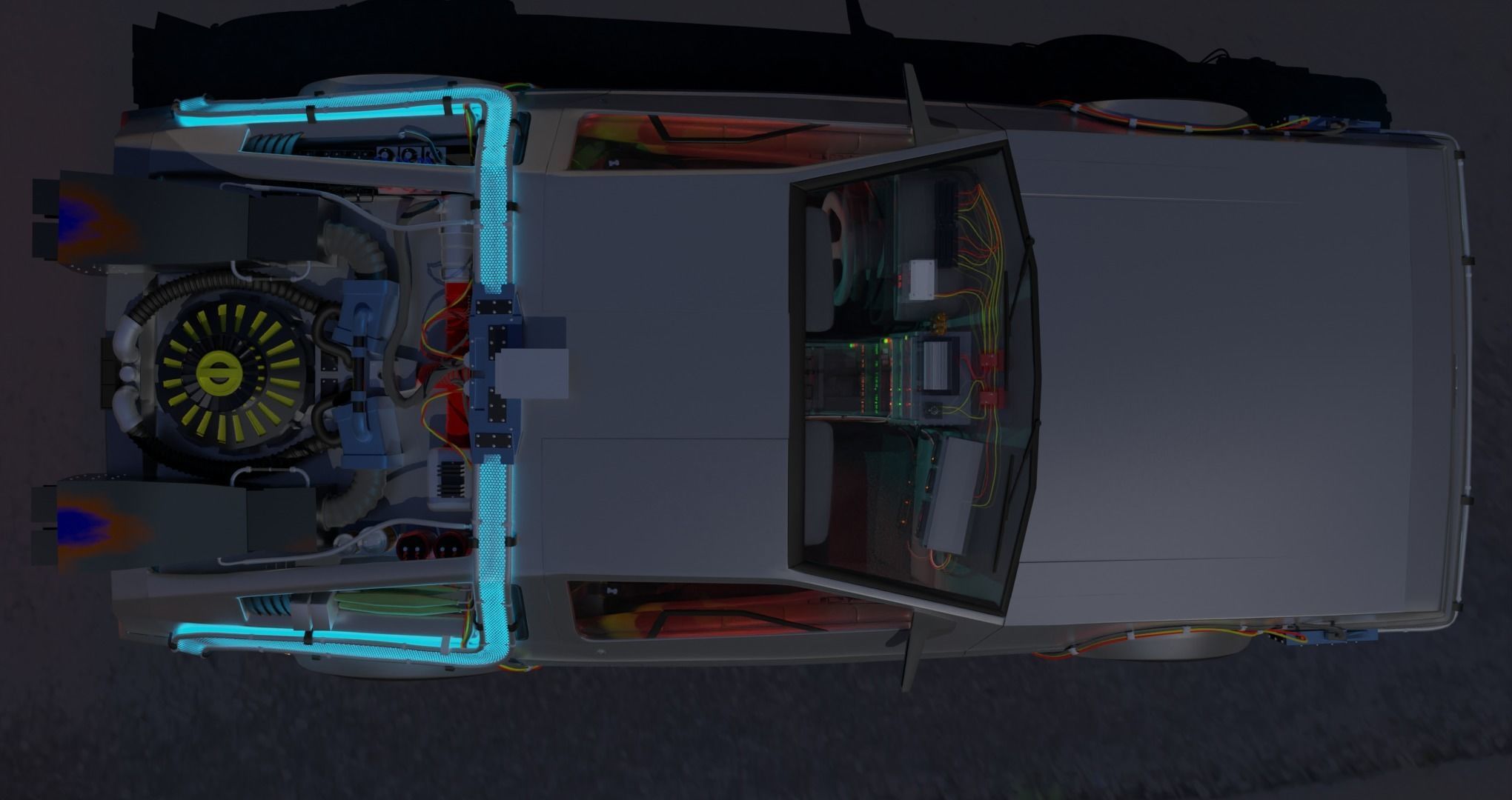 Delorean BTTF and BTTF II Rigged 3D model_22