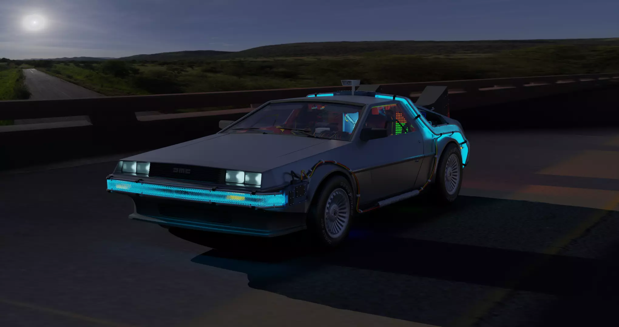 Delorean BTTF and BTTF II Rigged 3D model_0