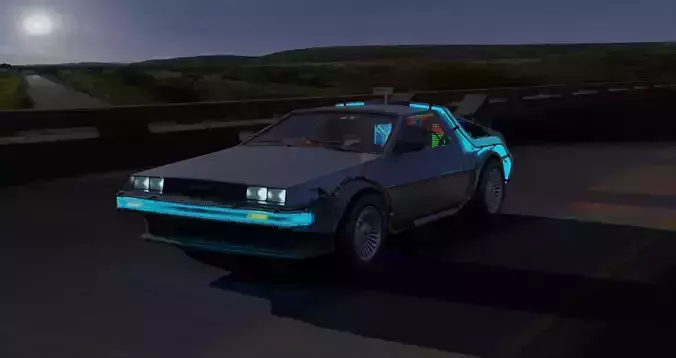 Delorean BTTF and BTTF II Rigged 3D model