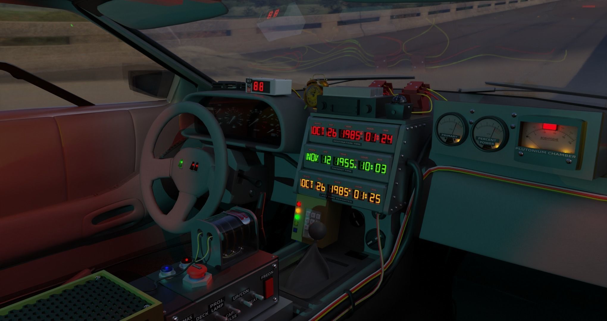 Delorean BTTF and BTTF II Rigged 3D model_7