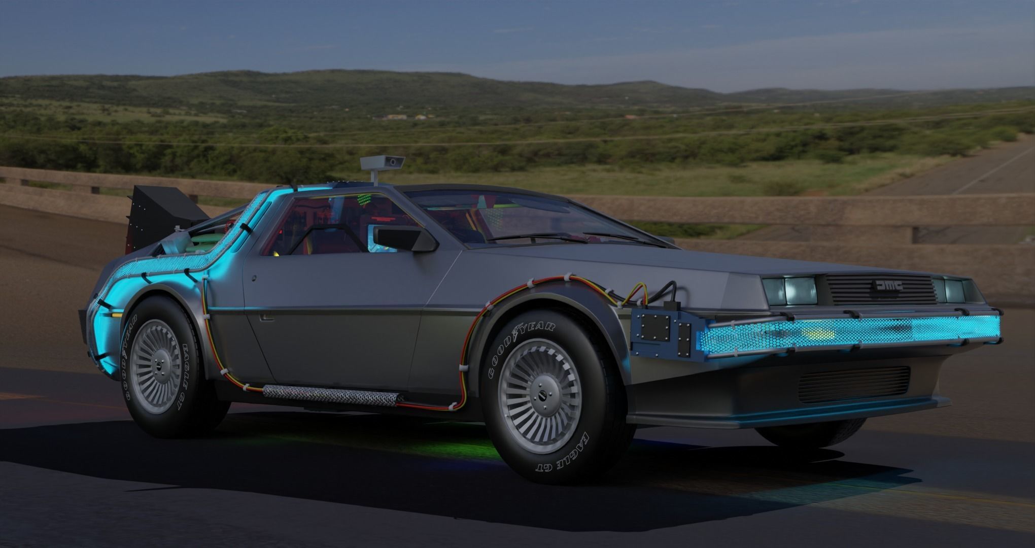 Delorean BTTF and BTTF II Rigged 3D model_11