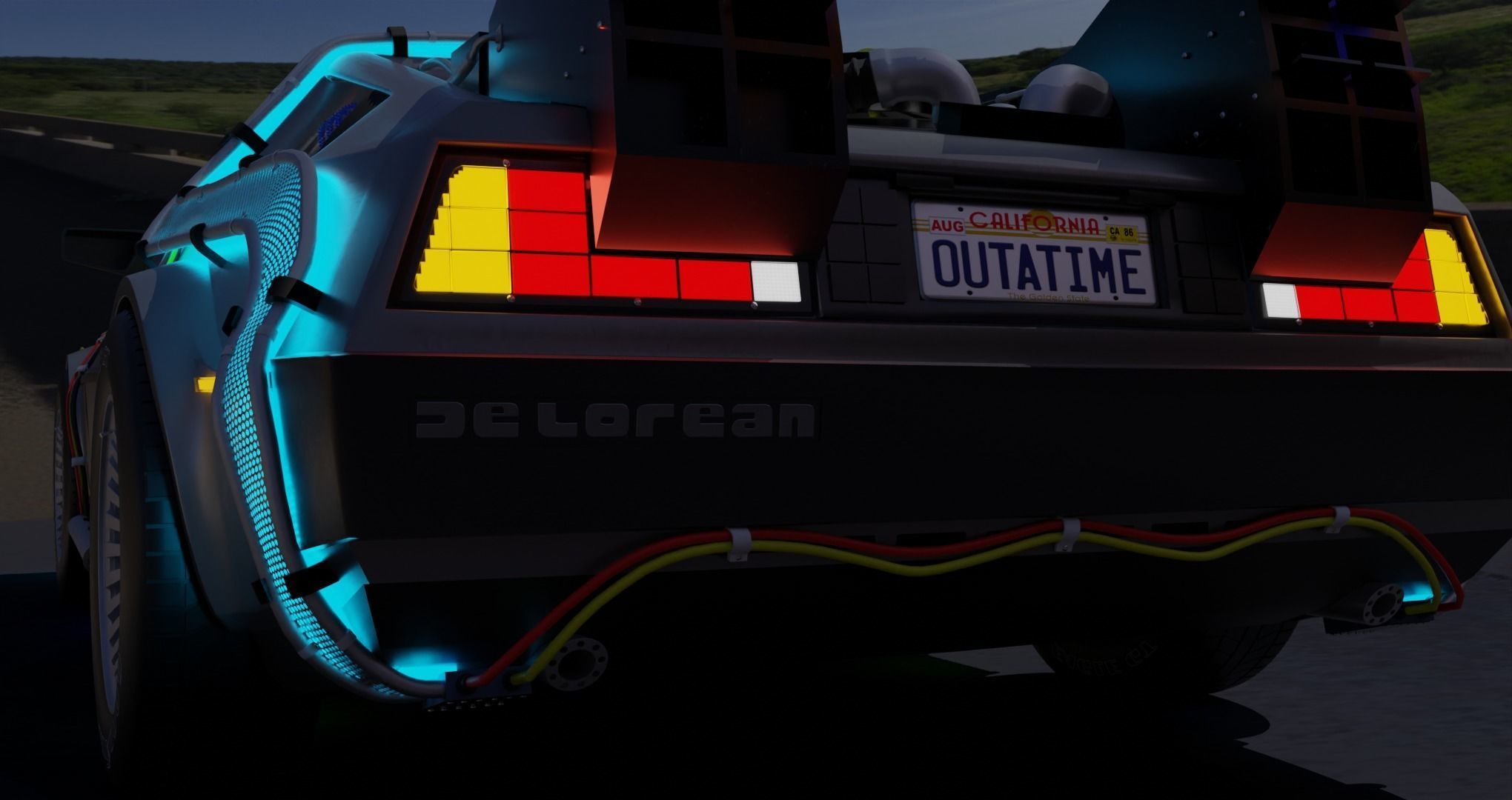 Delorean BTTF and BTTF II Rigged 3D model_5
