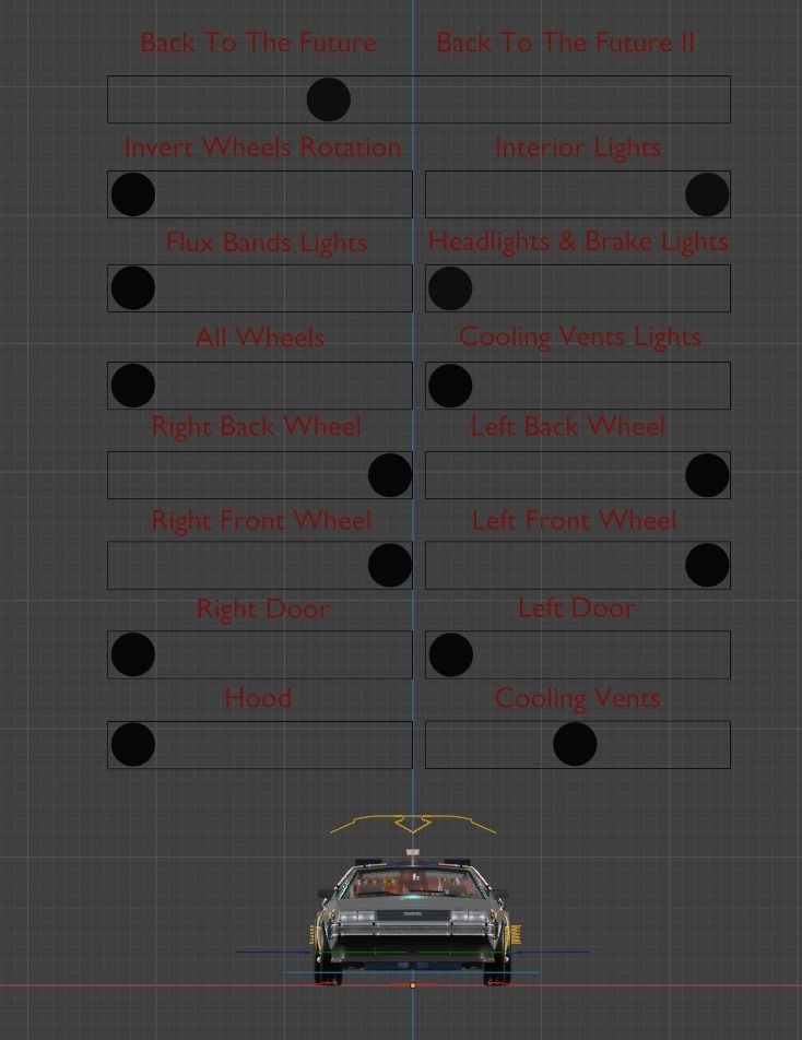 Delorean BTTF and BTTF II Rigged 3D model_29