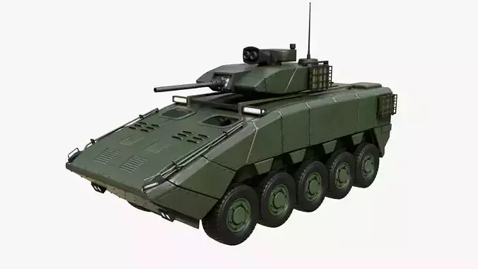 Military Infantry Fighting Vehicle IFV with Turret  Dark Green