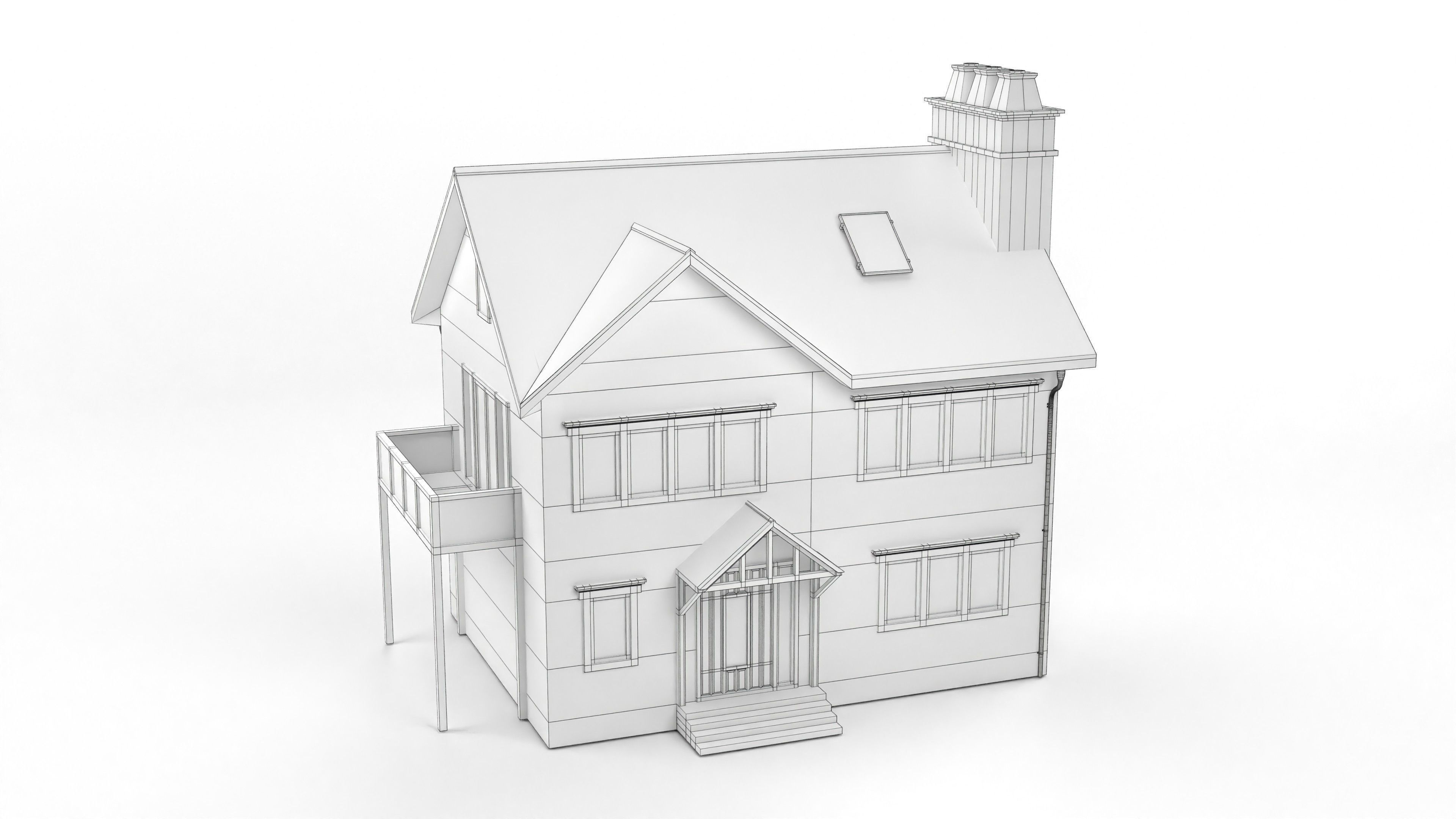 British House Design 05 Low-poly 3D model_7