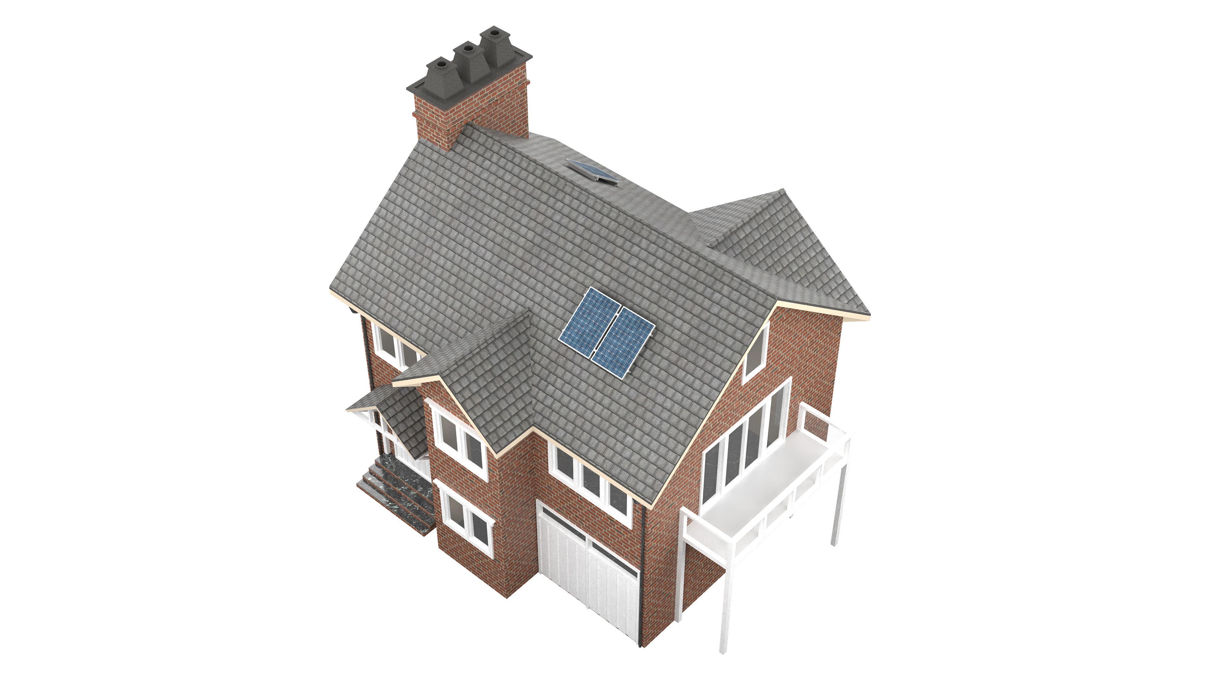 British House Design 05 Low-poly 3D model_3