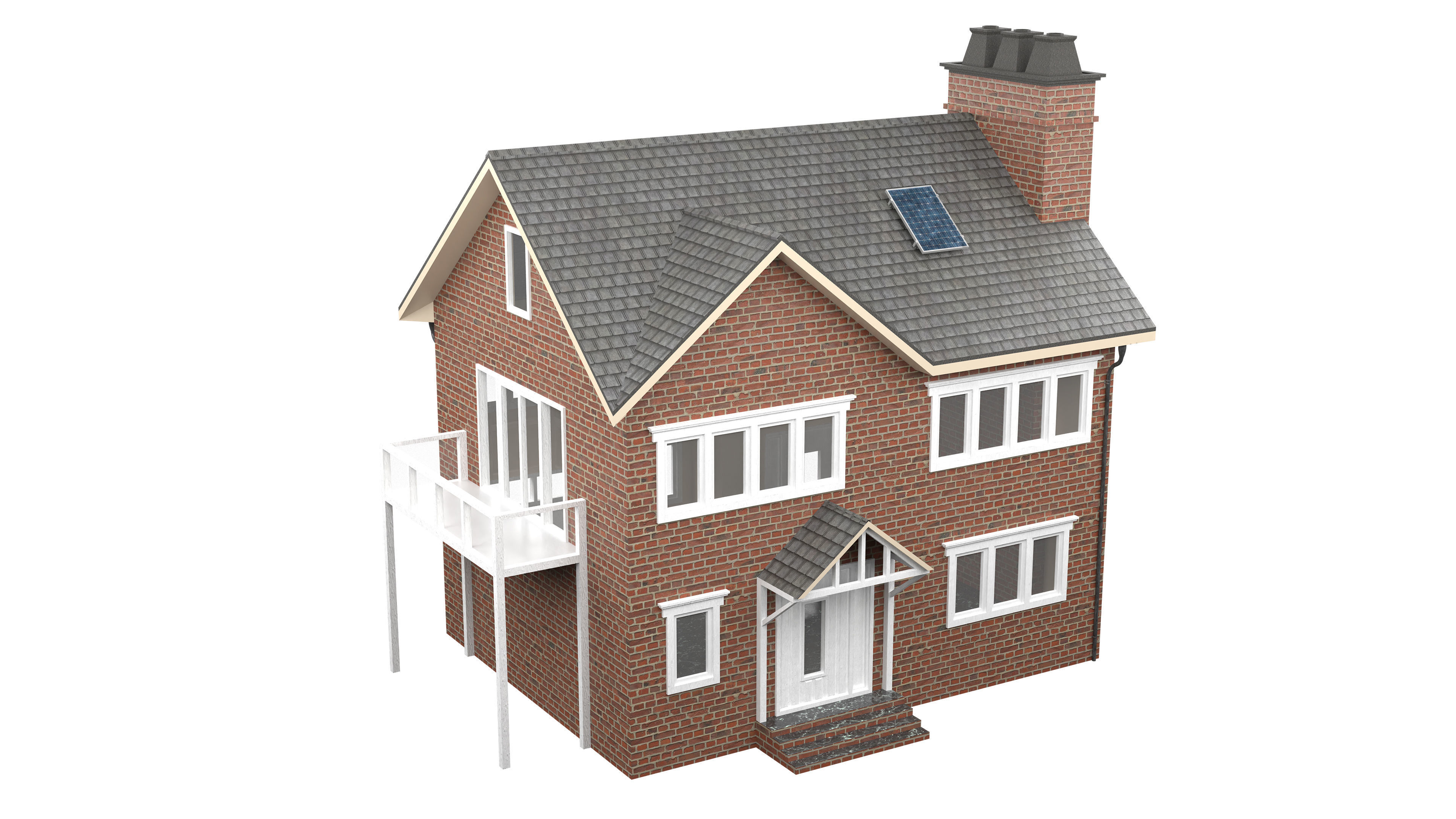 British House Design 05 Low-poly 3D model_6