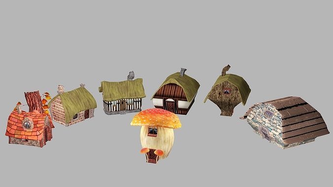 Cartoon Houses Collection Low-Poly 3D model Low-poly 3D model