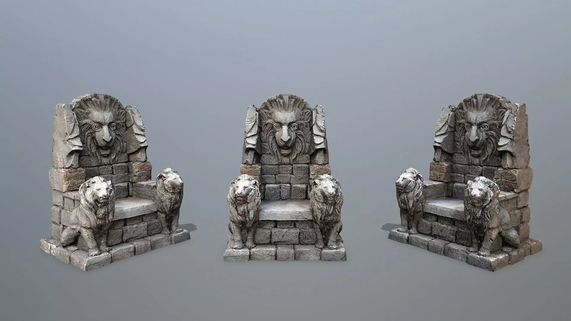  Lion Stone Throne  Low-poly 3D model_0