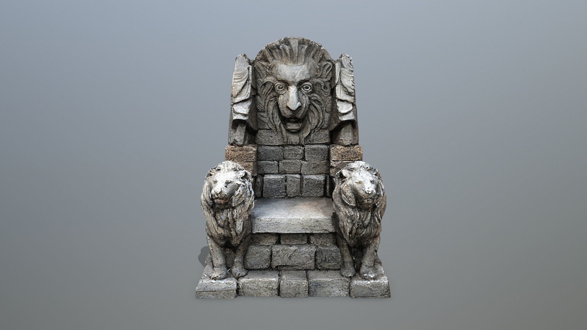  Lion Stone Throne  Low-poly 3D model_3