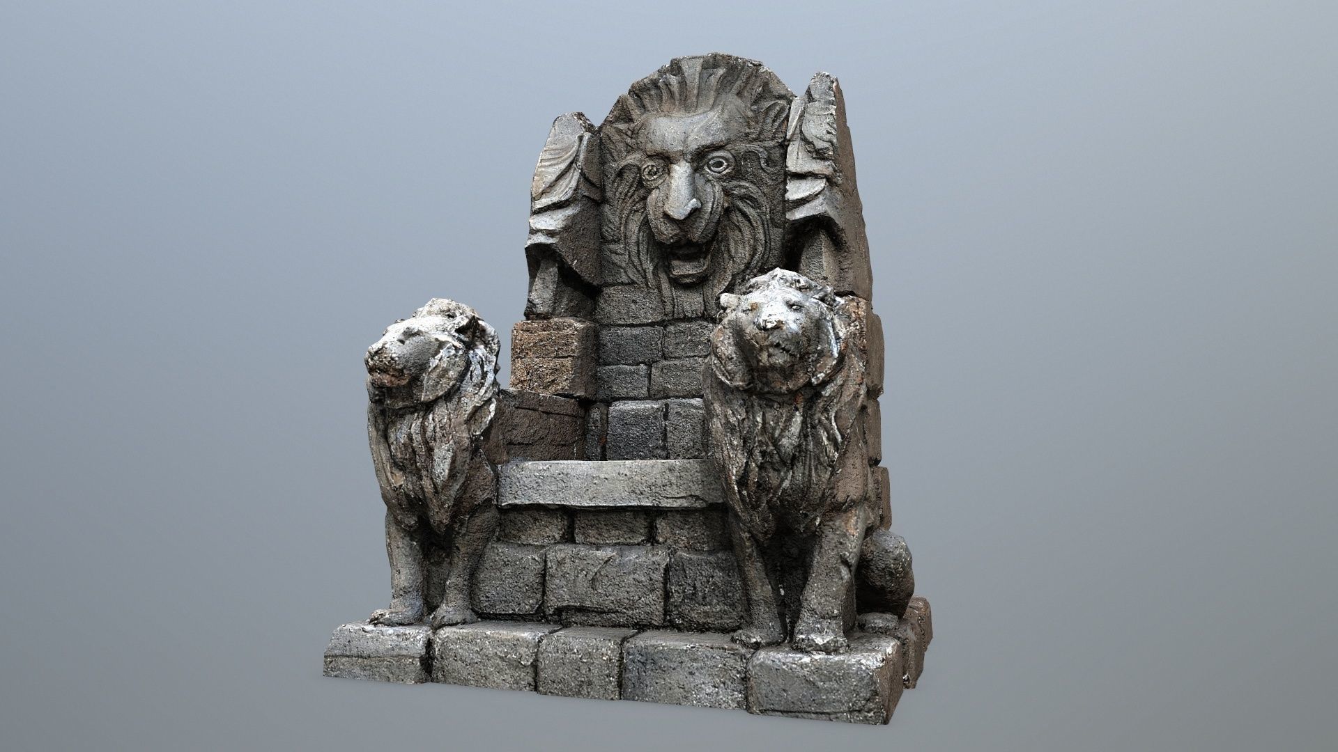  Lion Stone Throne  Low-poly 3D model_1