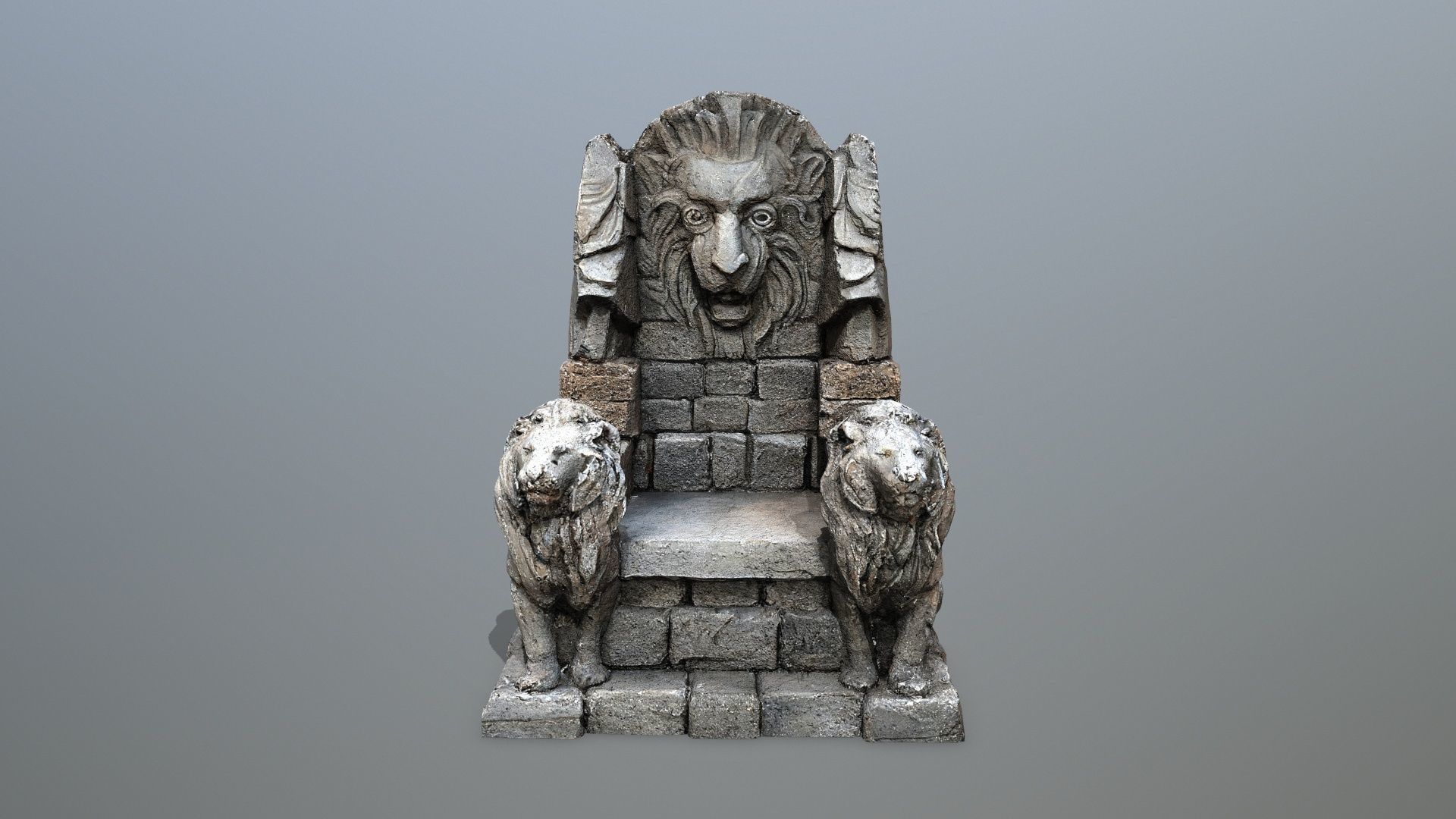  Lion Stone Throne  Low-poly 3D model_11