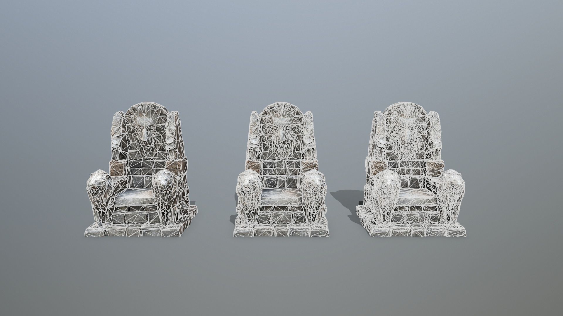  Lion Stone Throne  Low-poly 3D model_13