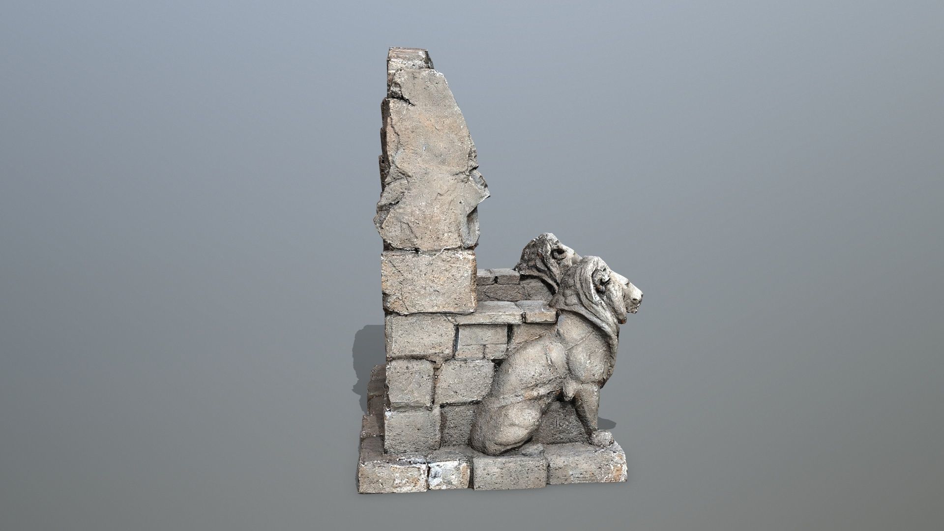 Lion Stone Throne  Low-poly 3D model_9