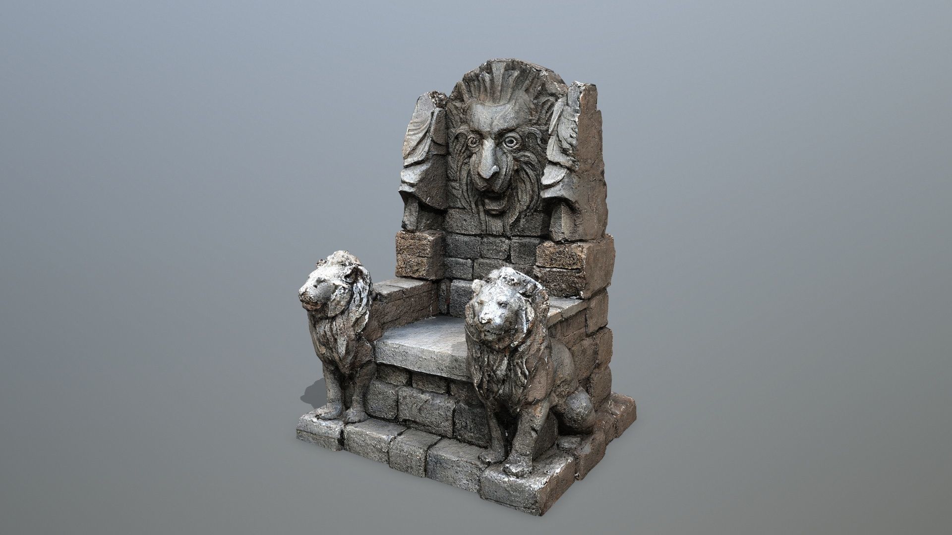  Lion Stone Throne  Low-poly 3D model_4
